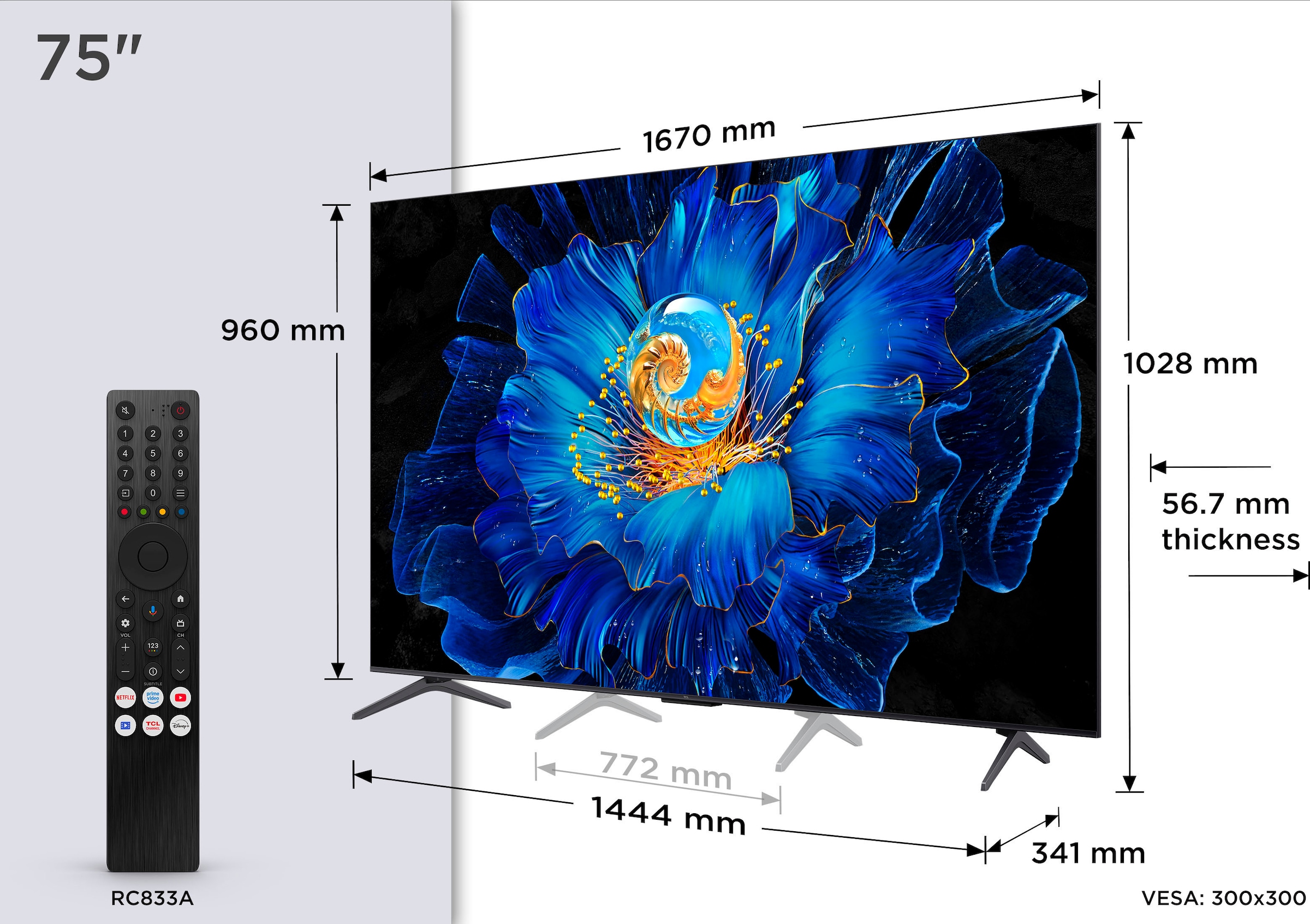 TCL QLED Mini LED-Fernseher »75C61KSX2«, 4K Ultra HD, Google TV-Smart-TV, 4K HDR, AiPQ, Game Master, Smart TV, Apple TV, Multi-HDR, Dolby Vision