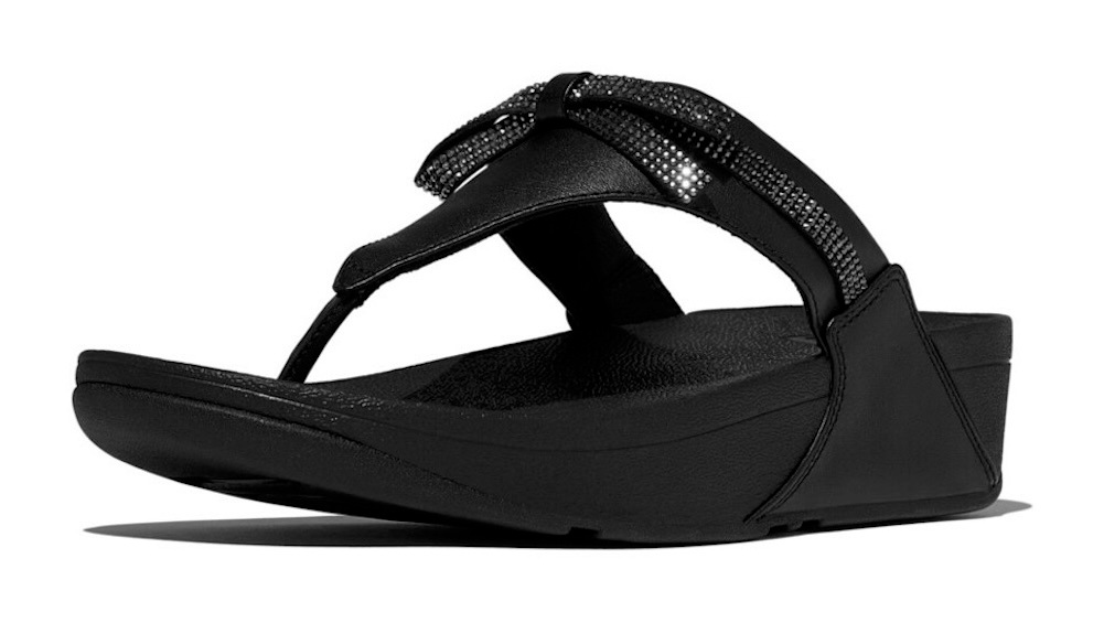 Fitflop Zehentrenner »LULU GLITZ BOW«, Slides, Badeschuh mit Glitter