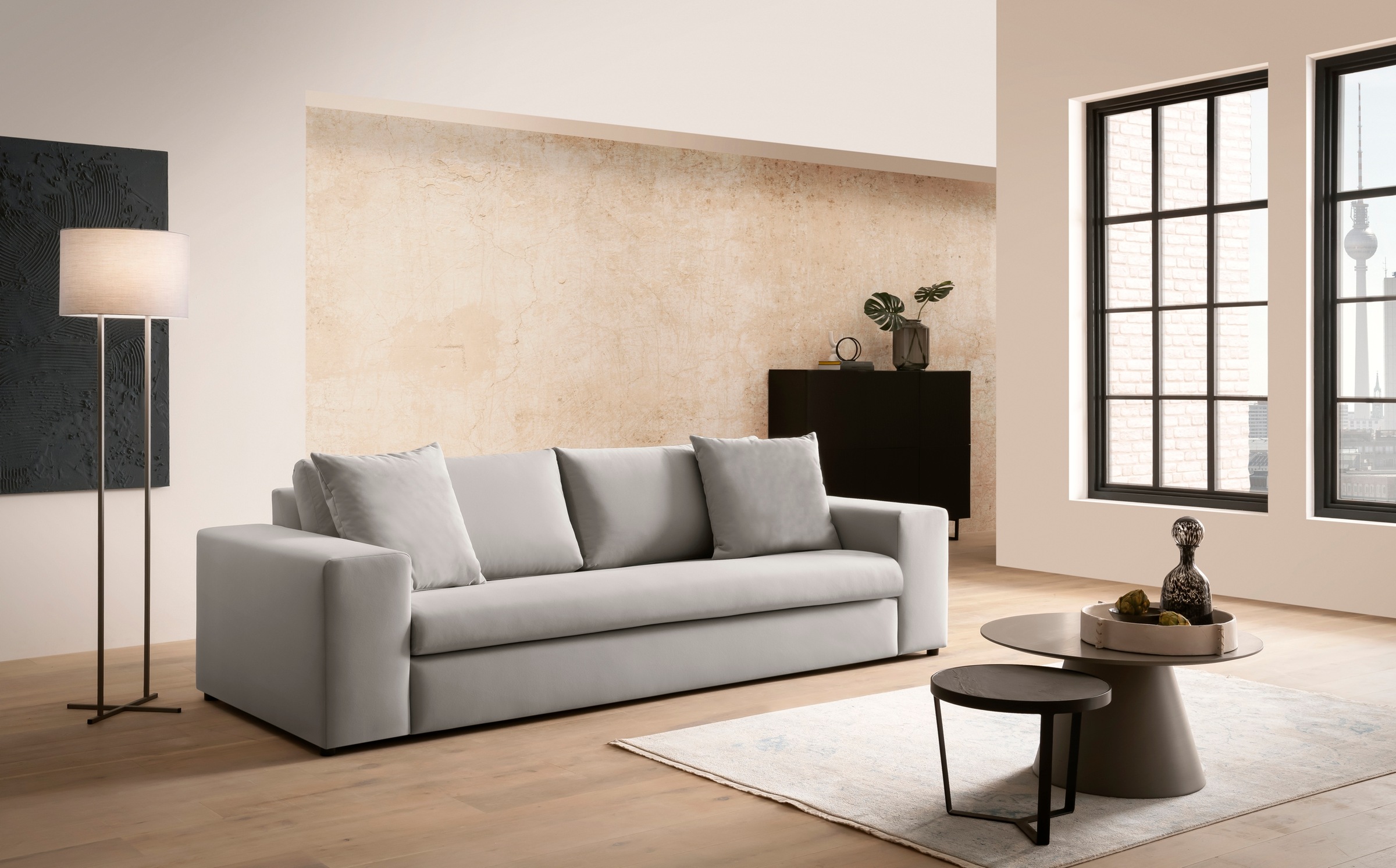 Home affaire 3-Sitzer "SLEETLAND XXL in Samtvelours oder Vintage-Leder-Opti günstig online kaufen