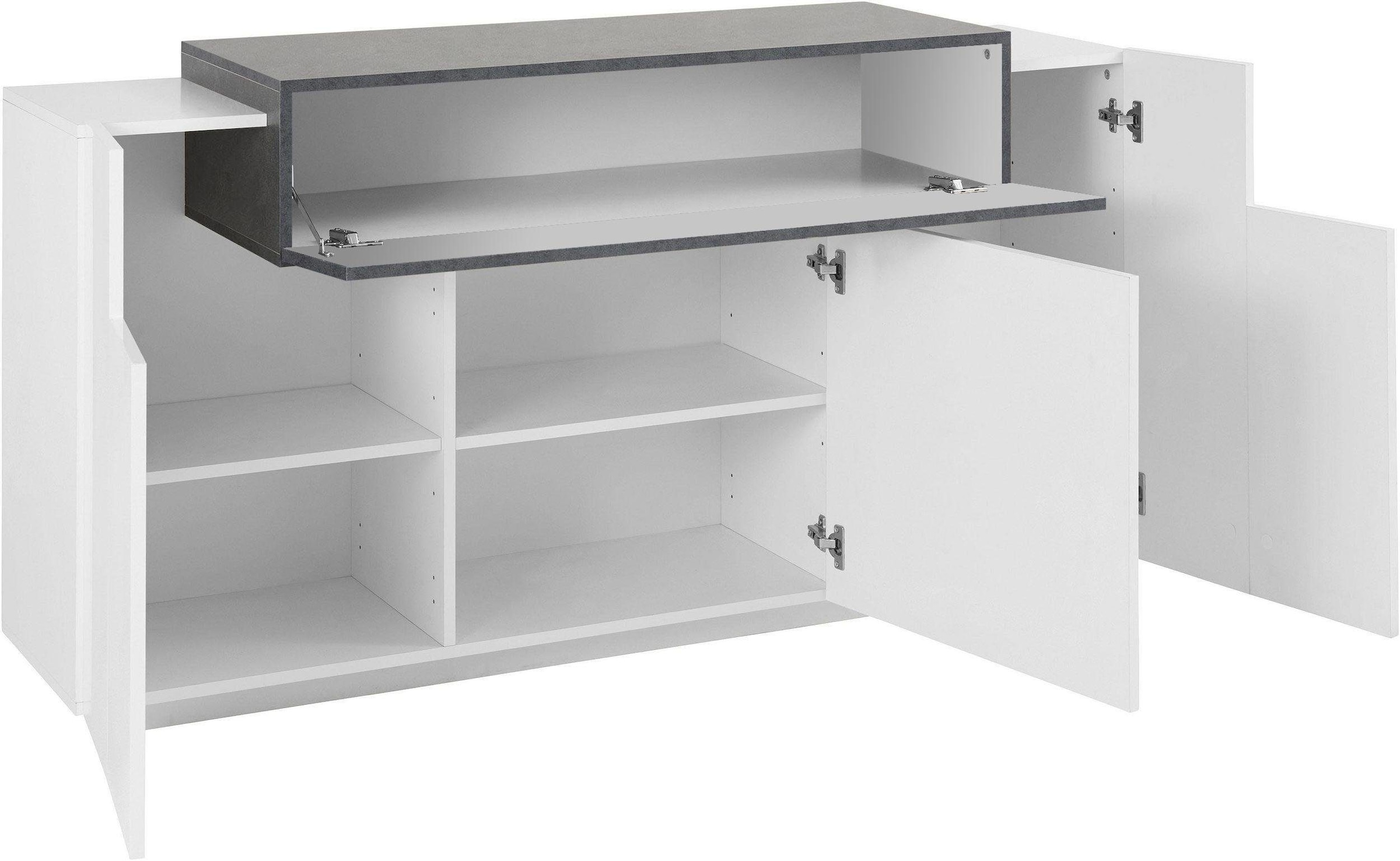 INOSIGN Sideboard »Coro, Kommode, Schrank, Kredenz, grifflos mit Einlegeböden«, mit 1 klappe, 3 Türen, Doppeltiefe B/T/H 160x45x85,6cm