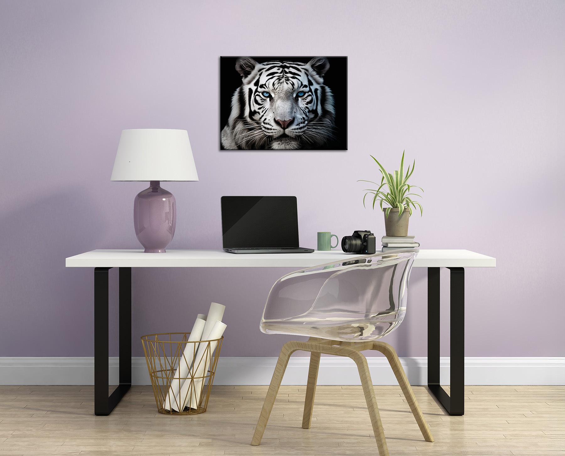 Bönninghoff Leinwandbild »Wandbild WEISSER TIGER 46x61 cm – Leinwandbild Keilrahmen Deko modern« Raubkatzen | Tiere | Tiger | Wildtiere 1 Stk. tlg. auf Keilrahmen gespannt