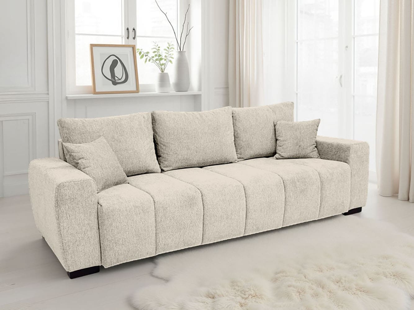 Home affaire "Bello, B: 239 cm, Liegefl. 142x194 cm" Schlaffunktion, Bettkasten & 2 Zierkissen, Federkern