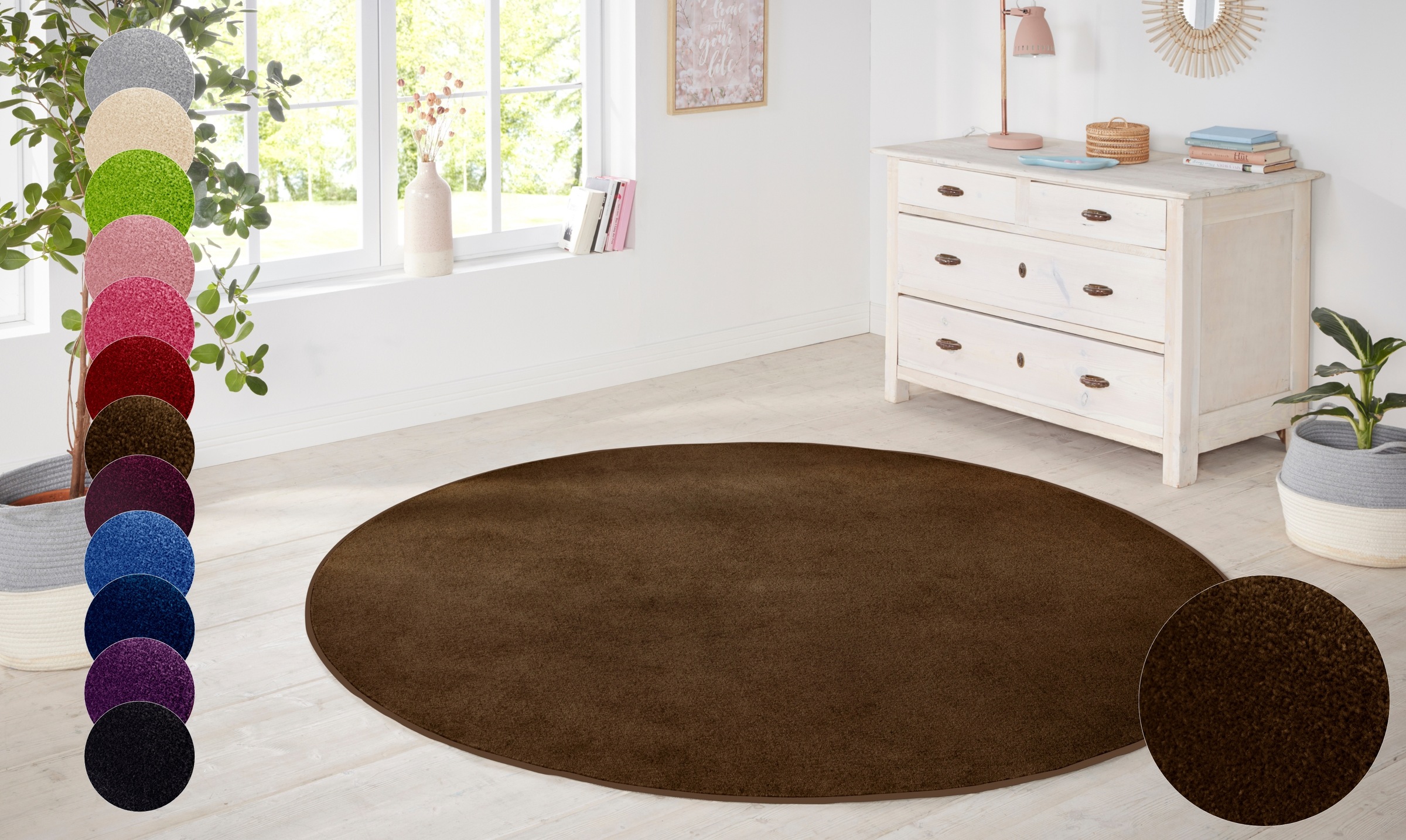 HANSE Home Teppich »Shashi«, rund, 8,5 mm Höhe, Kurzflor, Unifarben, Teppich, Weich, Esszimmer, Kinderzimmer, Flur