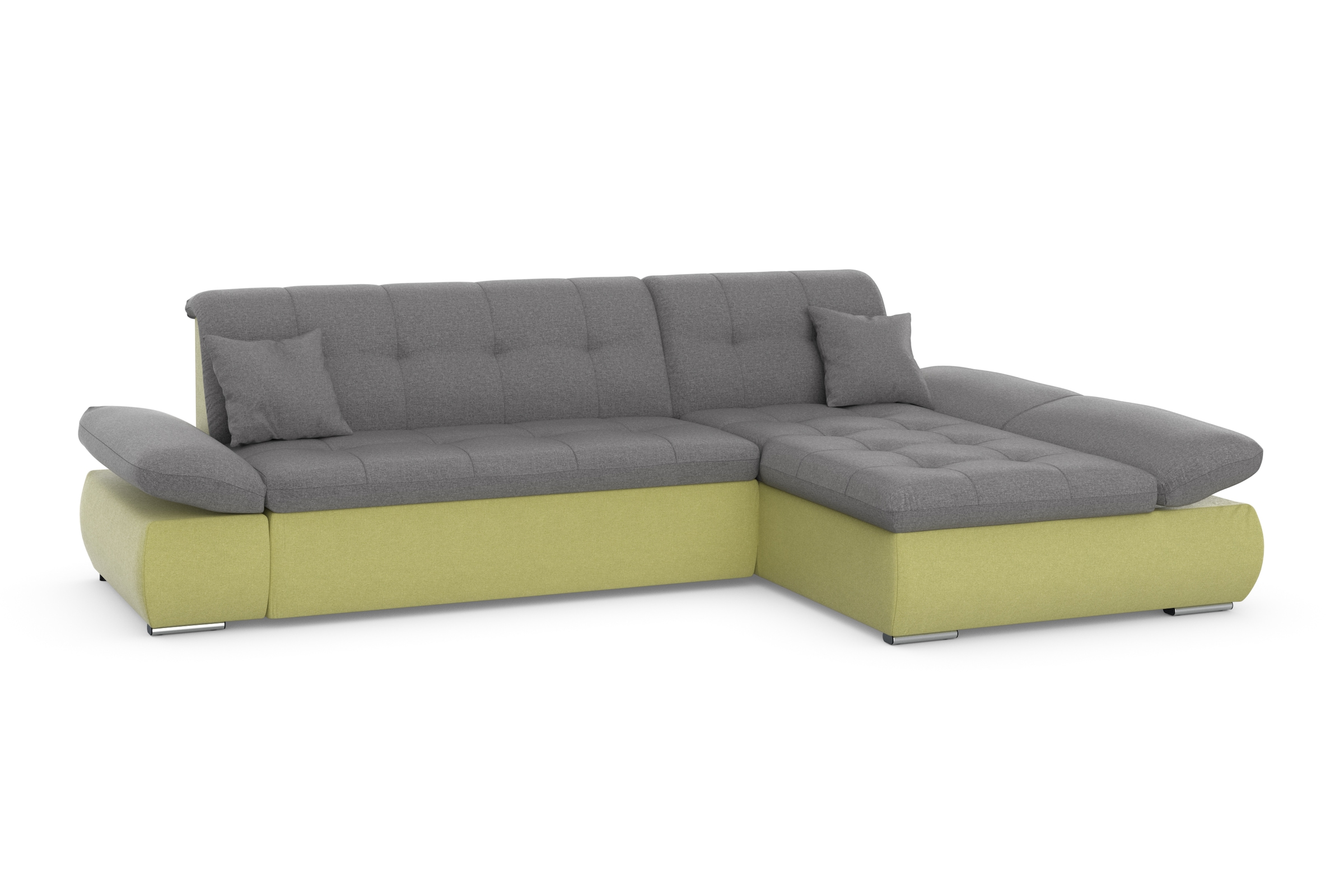 DOMO collection Ecksofa »Moric, L-Form, XXL-Sofa - Breite 300cm«, wahlweise mit Bettfunktion und Armteilverstellung, gelb-schlamm