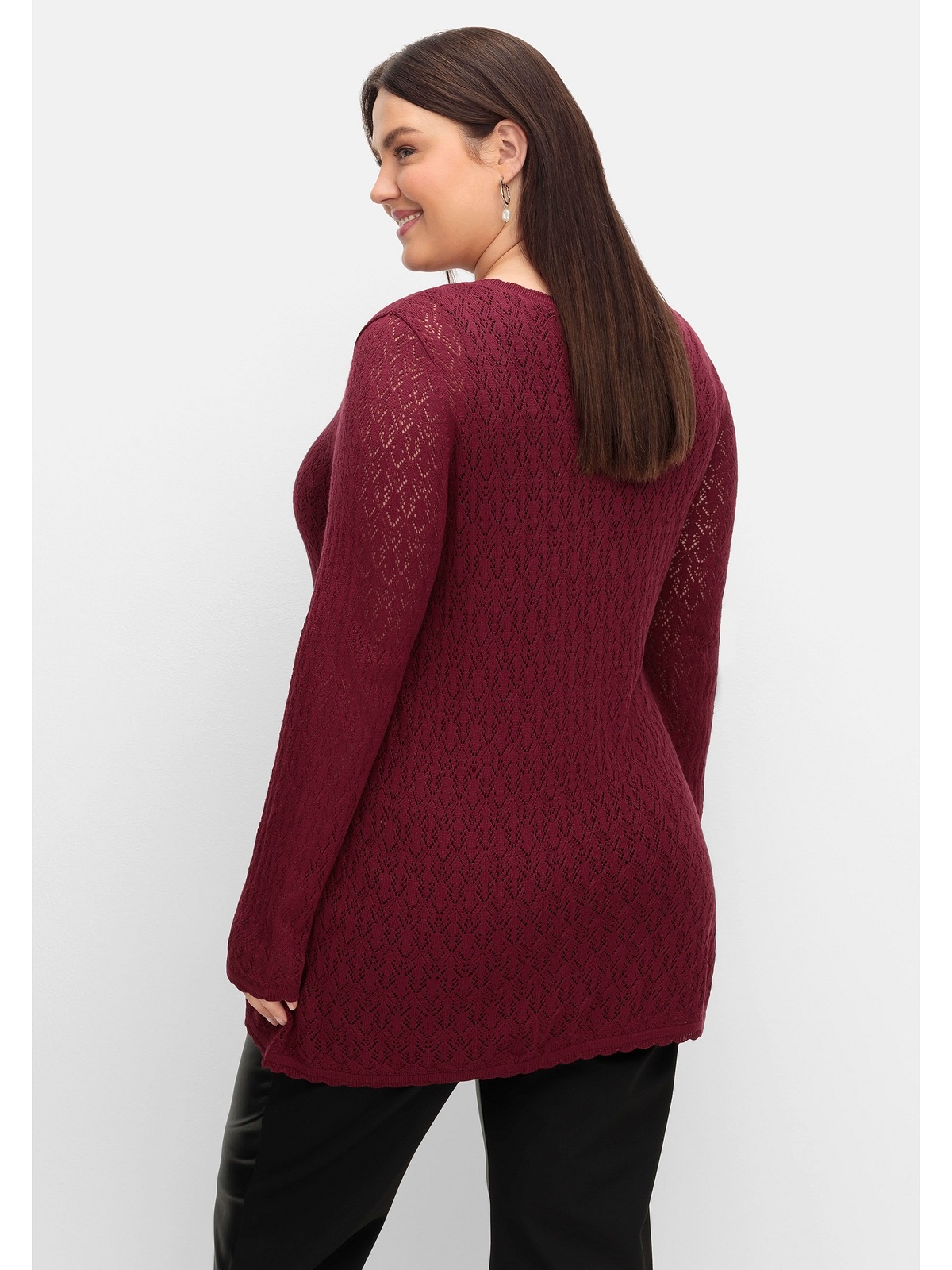 Sheego V-Ausschnitt-Pullover »Große Größen«, aus Ajourstrick, in leichter A-Linie