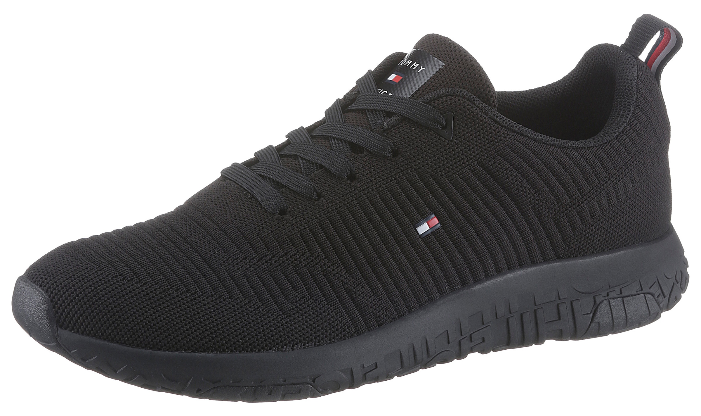 Tommy Hilfiger Sneaker "CORPORATE KNIT RIB RUNNER", mit seitlicher Logoflagge, Freizeitschuh, Halbschuh, Schnürschuh