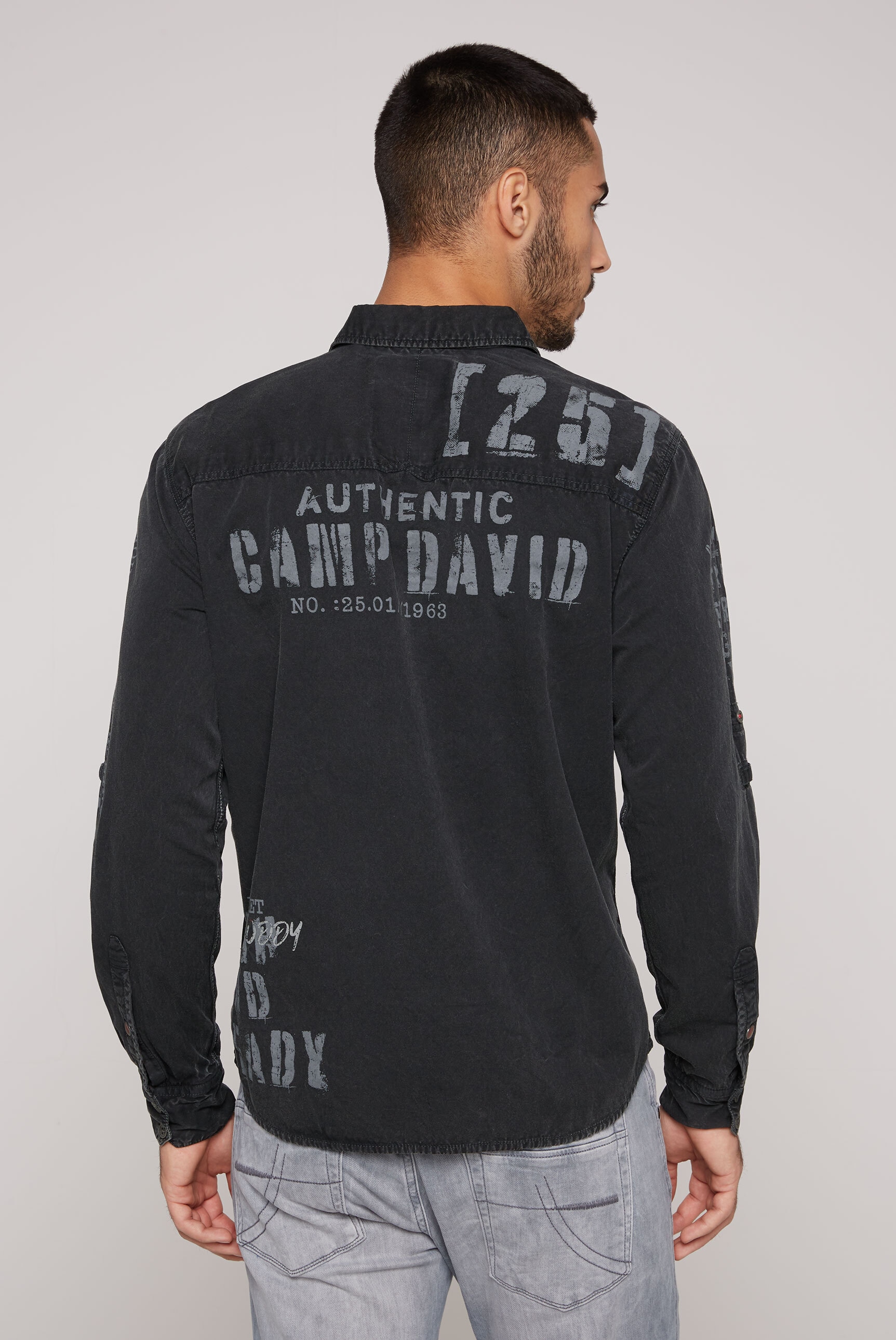 CAMP DAVID Langarmhemd, mit Turn-up-Ärmel