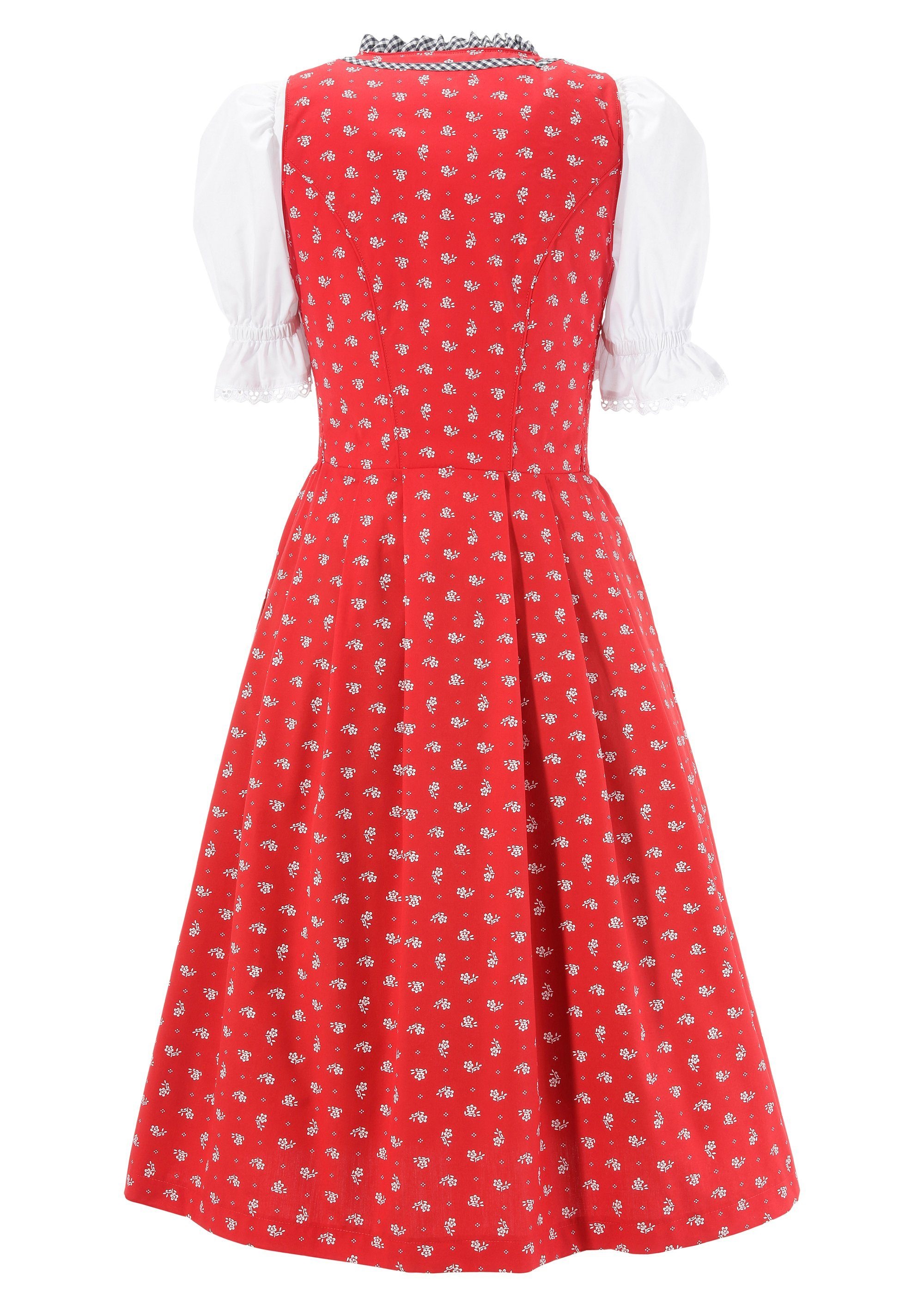 Naber Collection Dirndl, (3 tlg., mit Dirndlbluse), Damen, midi mit Rüschen am Ausschnitt