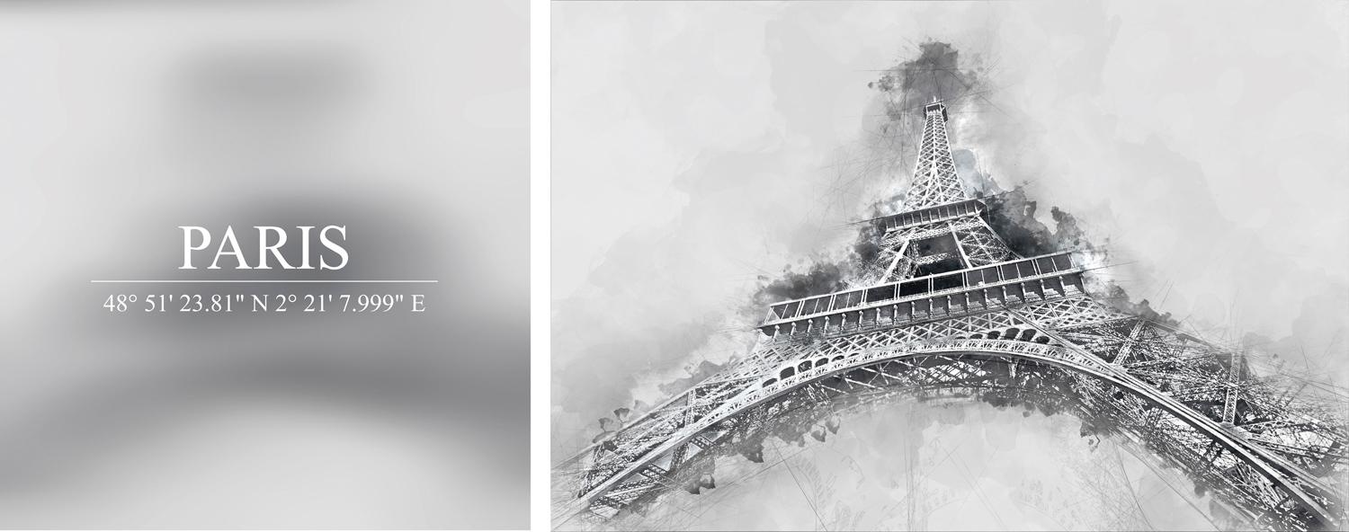 queence Leinwandbild "Paris", Elemente der Architektur-Paris-Kunst-Sprüche- günstig online kaufen