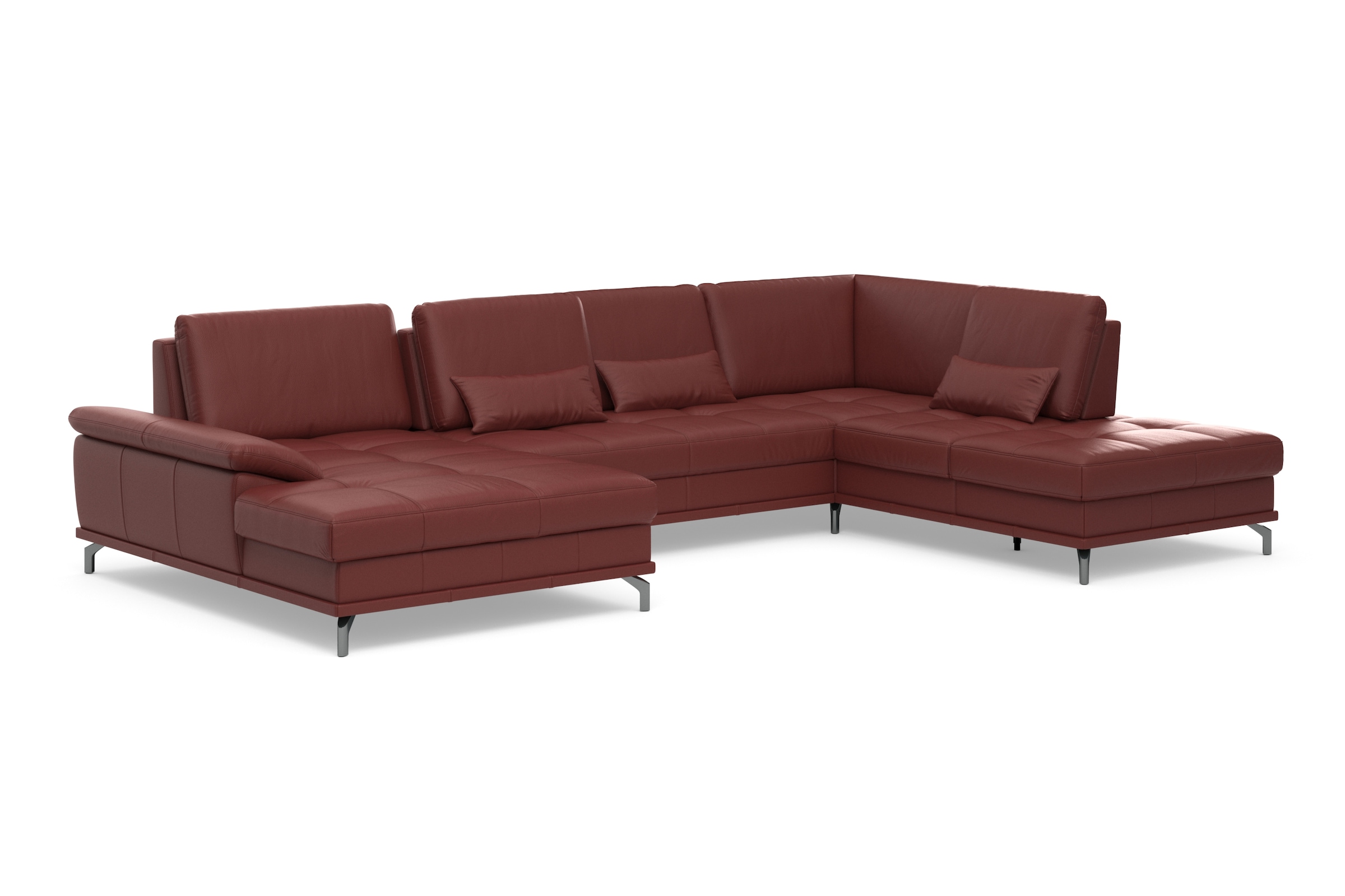 Places of Style Wohnlandschaft »Costello U-Form, mit Sitztiefenverstellung, Armteilverstellung und«, 3 Nierenkissen, optional Bettfunktion und Bettkasten