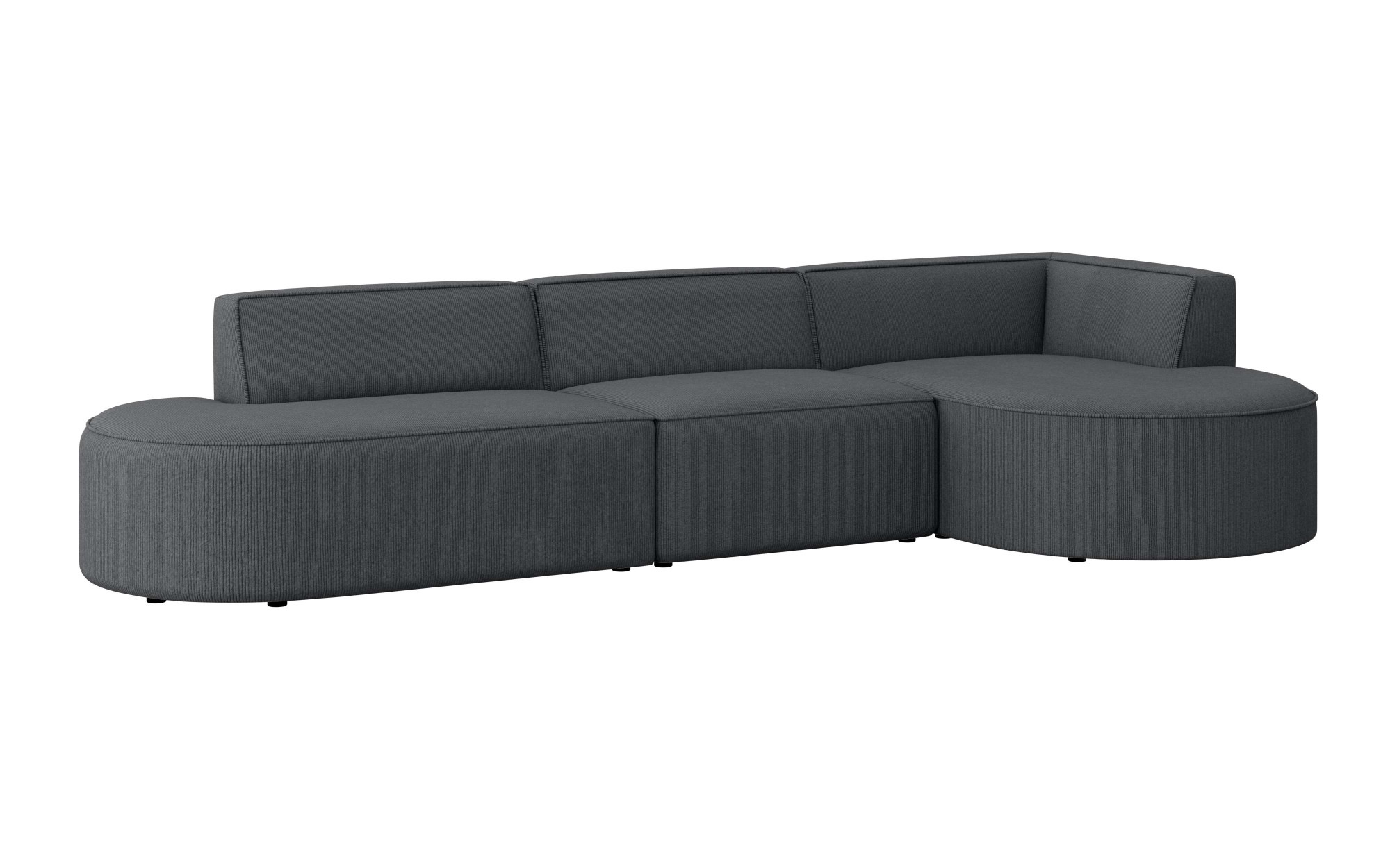andas Ecksofa »EIVIND Designer Sofa mit Ottomane rechts/links, B/T/H: 343/159/72 cm«, L-Form mit Wellenunterfederung, auch in Feincord und Bouclé