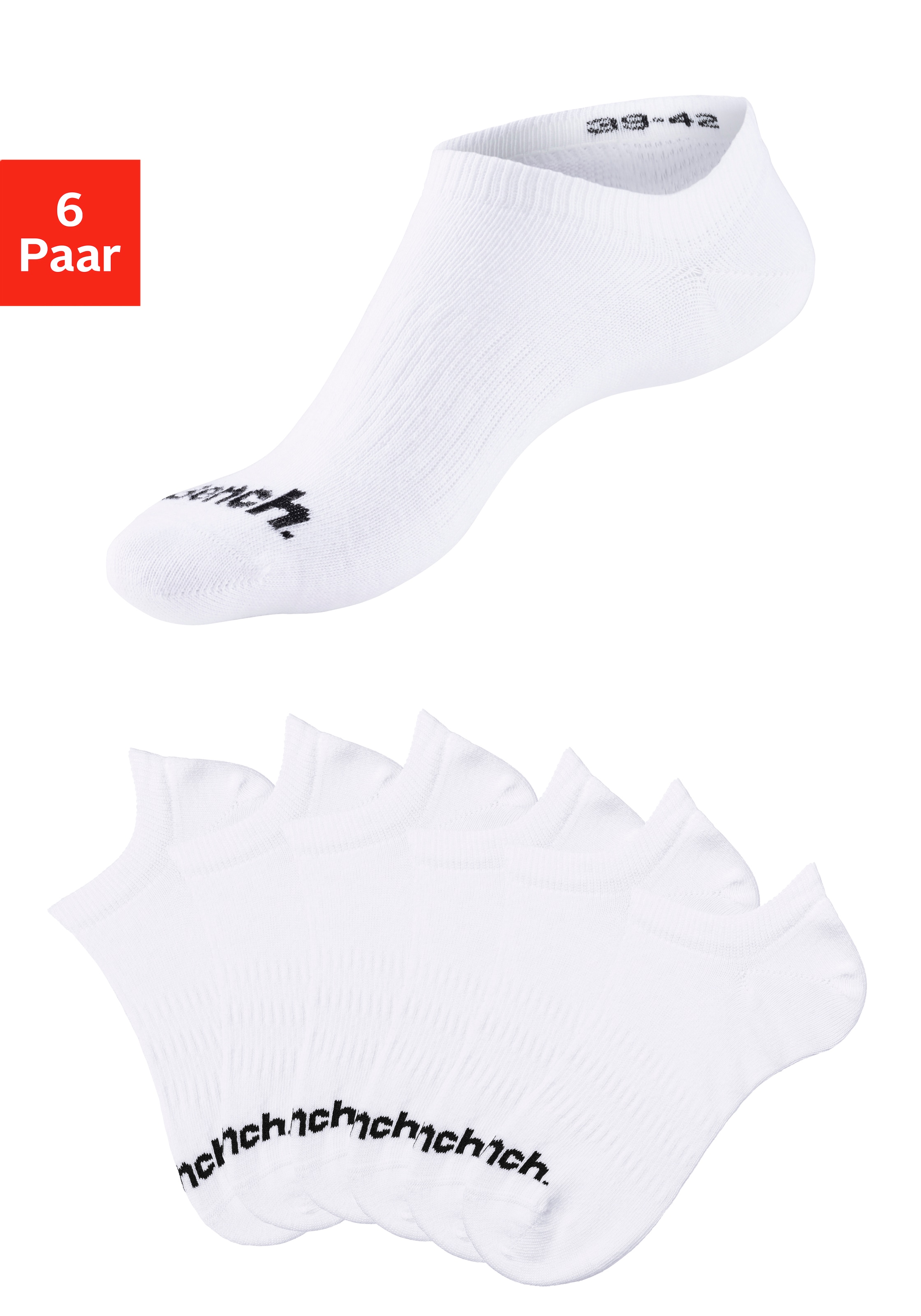 Bench. Sportsocken, (Packung, 6 Paar), Sneakersocken verschwinden im Schuh