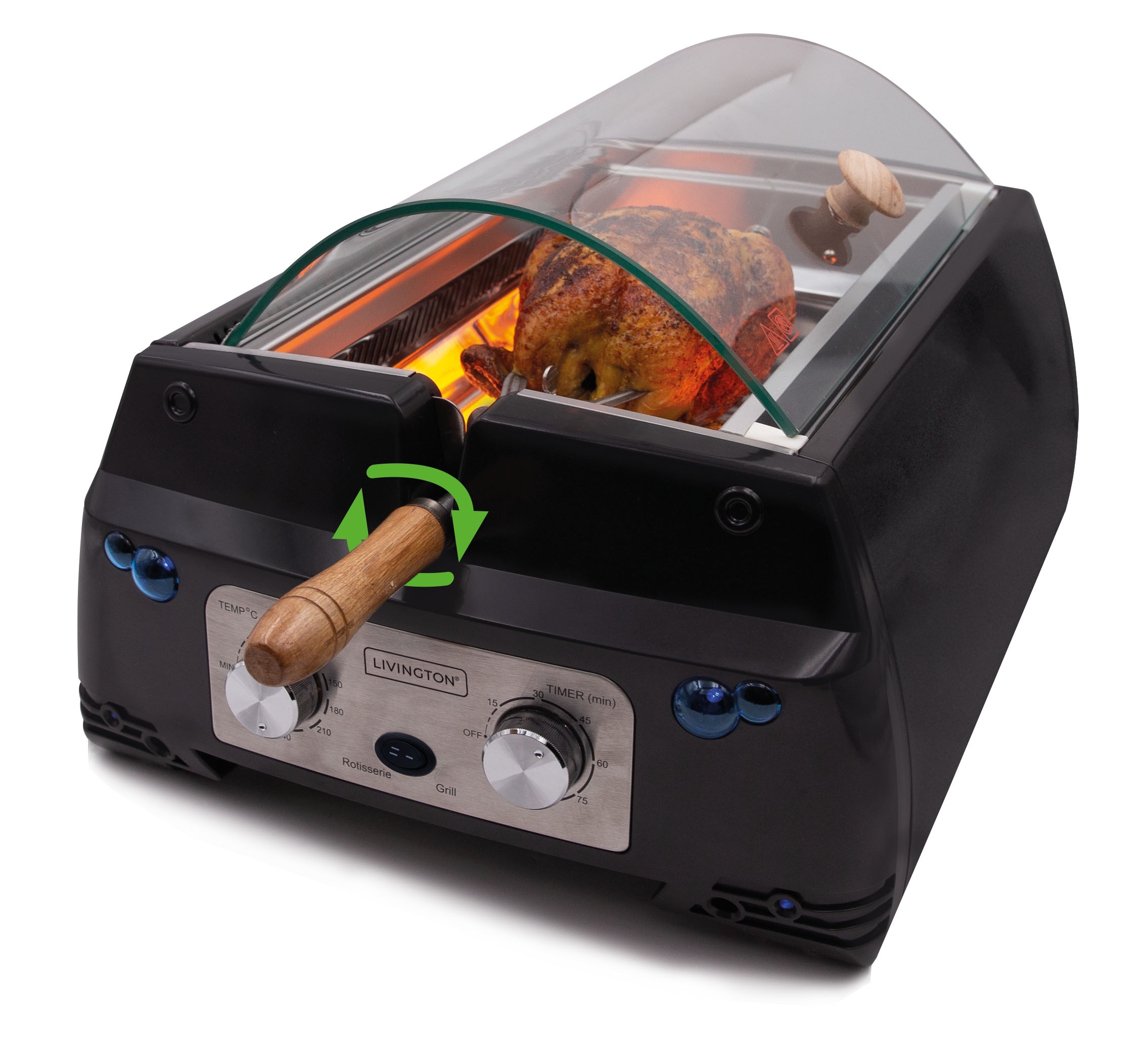 LIVINGTON Tischgrill "Rotisserie Chef", 1780 W, 2in1 Dreh- & Plattengrill günstig online kaufen