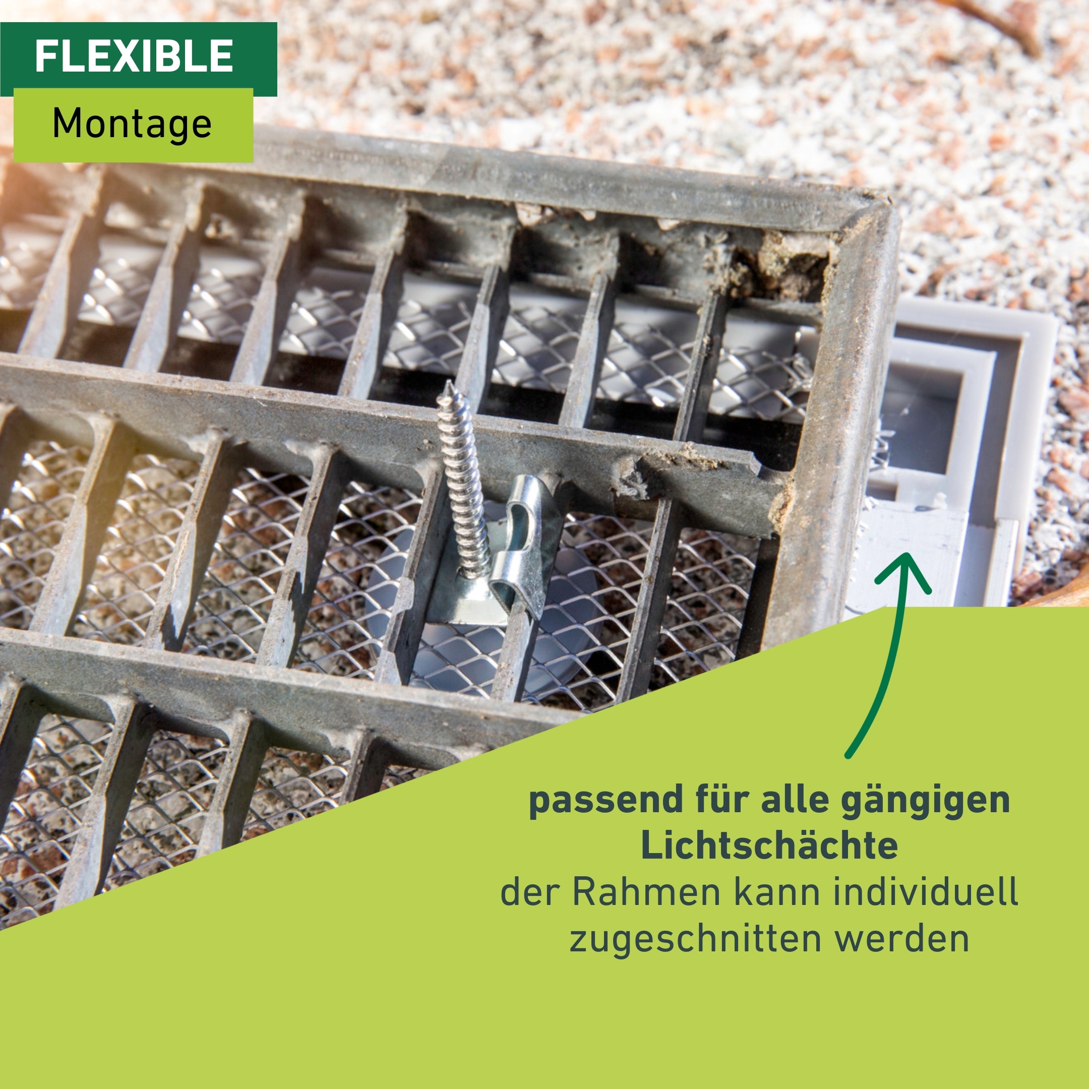 Windhager Lichtschachtabdeckung »zuverlässiger Schutz vor Laub, Schädlingen, Kellerschacht Abdeckung« 1 Stk. tlg. individuell kürzbar, Rahmen und Gewebe aus Aluminium, 44 x 106 cm