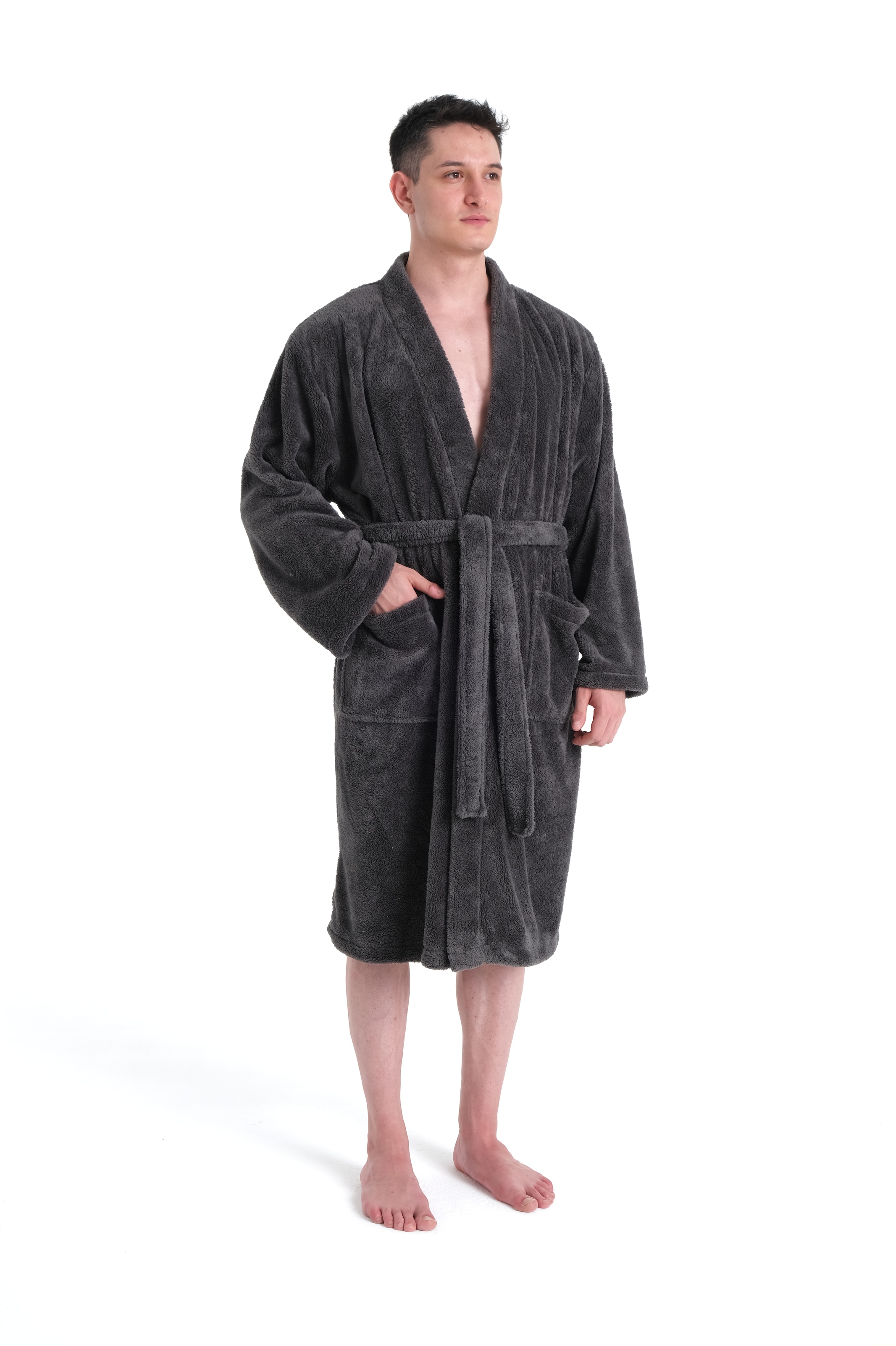 my home Unisex-Bademantel »Lillou Kimono, ideal für Sauna & Spa, Hotelbademantel, Morgenmantel«, (1 St.), kuschelig weicher Fleece, für Damen und Herren, XS-3XL