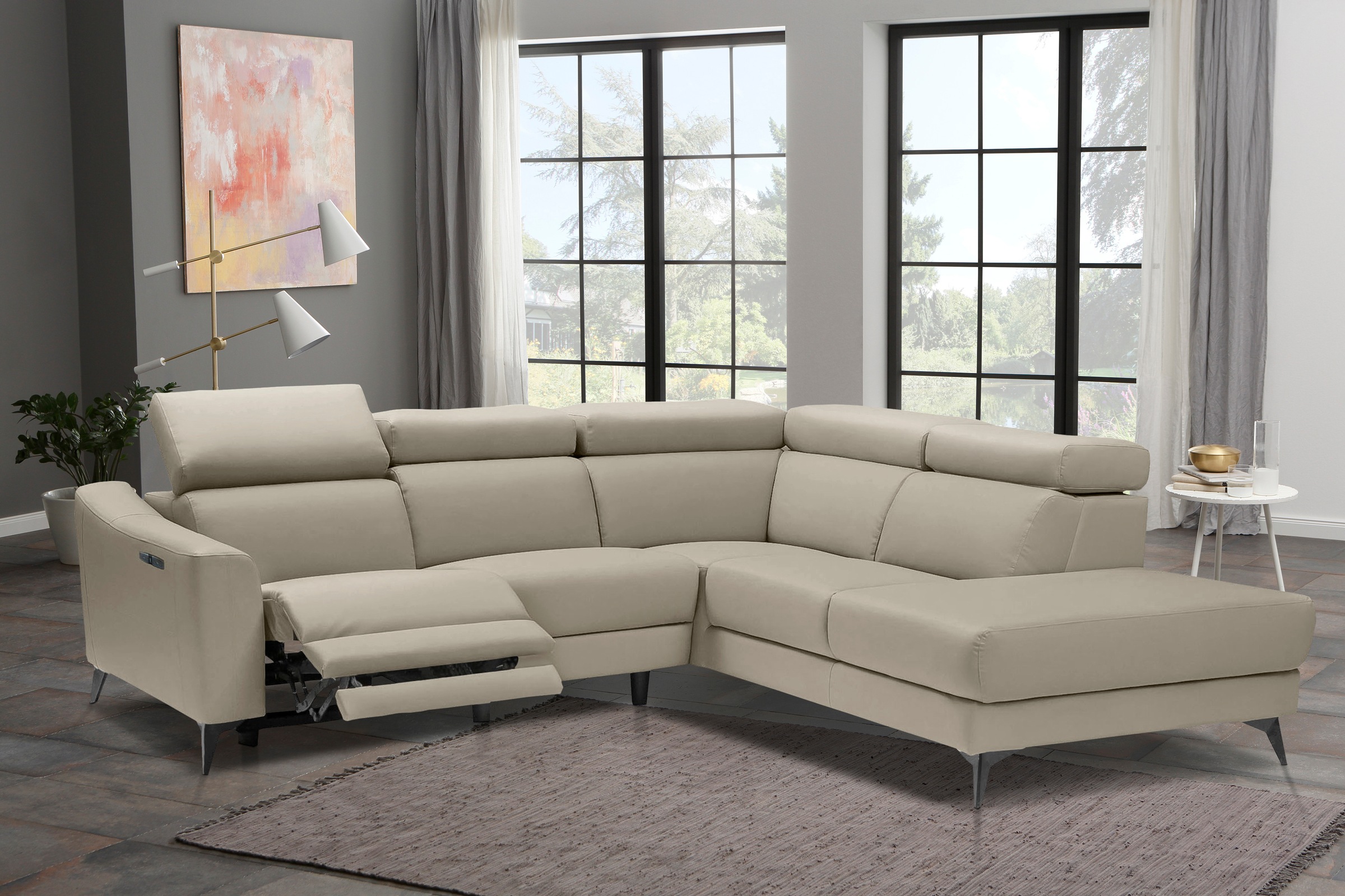 Home affaire Ecksofa "Valerio" mit 1 elektrischer Relaxfunktion und USB-Ans günstig online kaufen