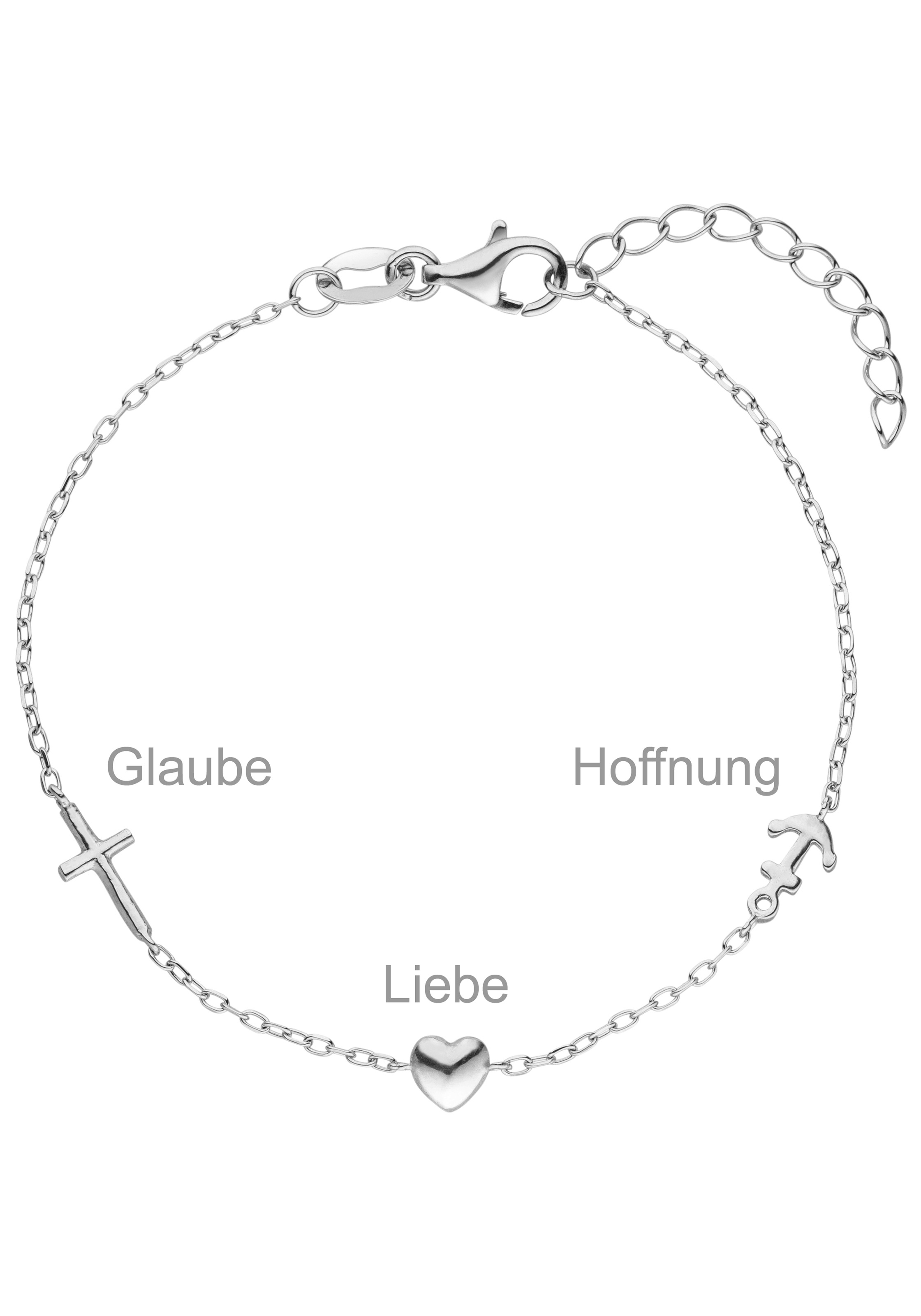 JOBO Armband »Glaube Liebe Hoffnung« 925 Silber 19 cm