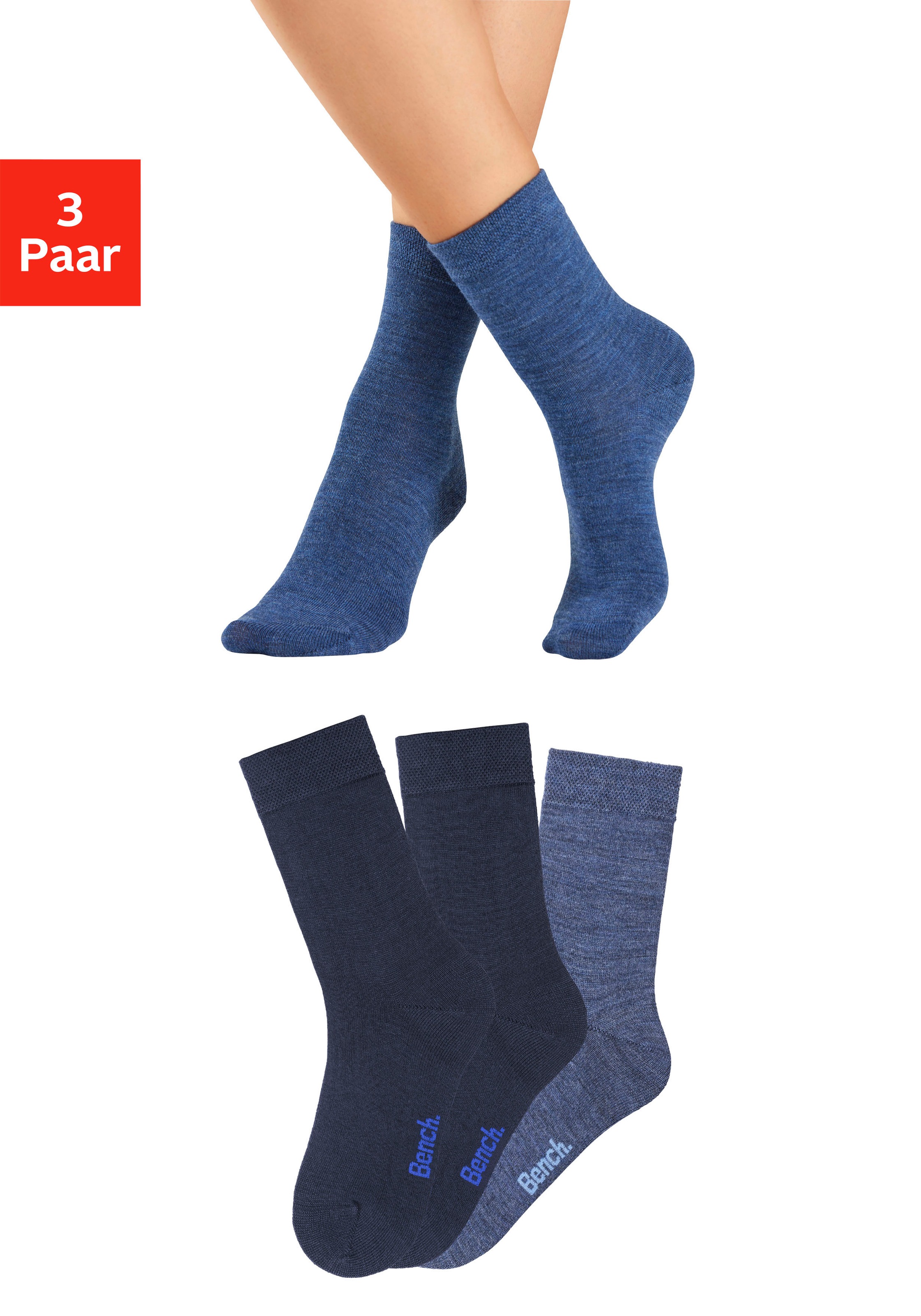 Bench. Socken Packung, 3 Paar tlg. Damensocken aus flauschigem Material mit günstig online kaufen