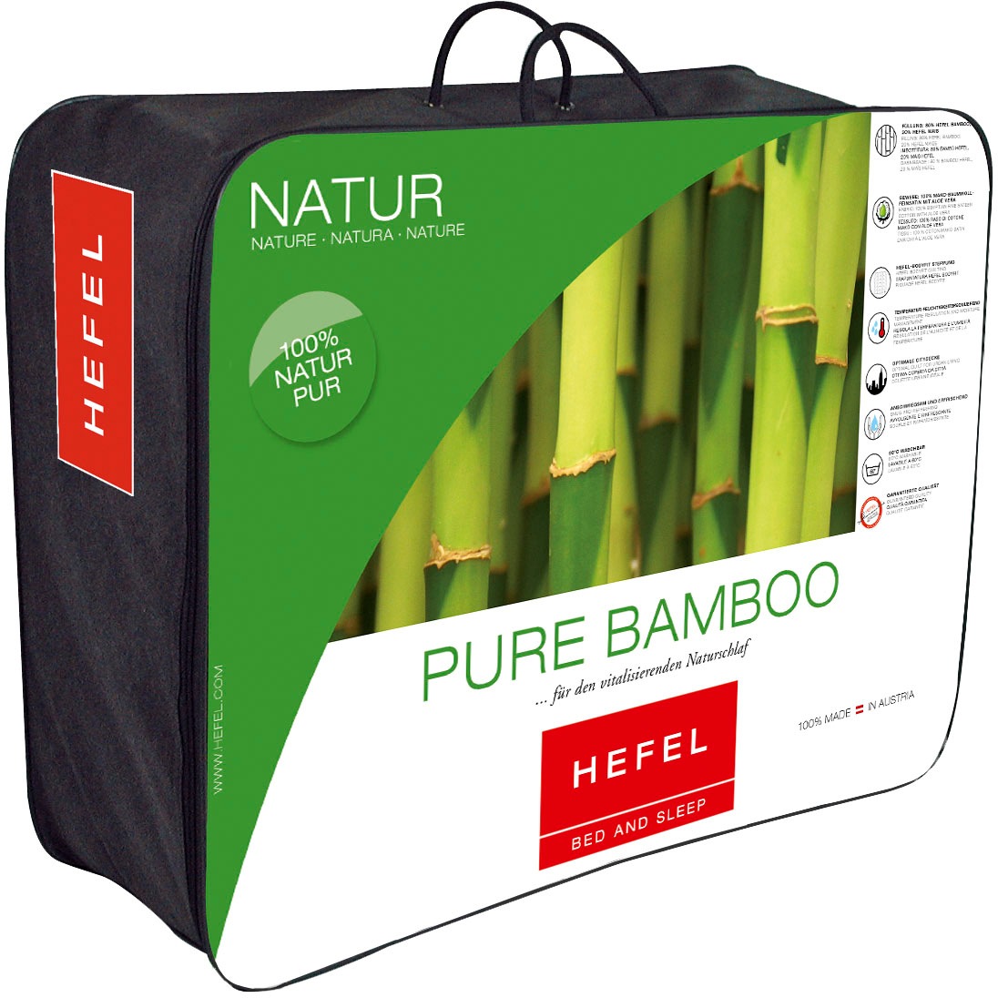 Thumbnail - Hefel Naturfaserbettdecke "Pure Bamboo" extraleicht Füllung Viskose (Bambus) Bezug Baumwolle 1 Stk. tlg. optimal für die...