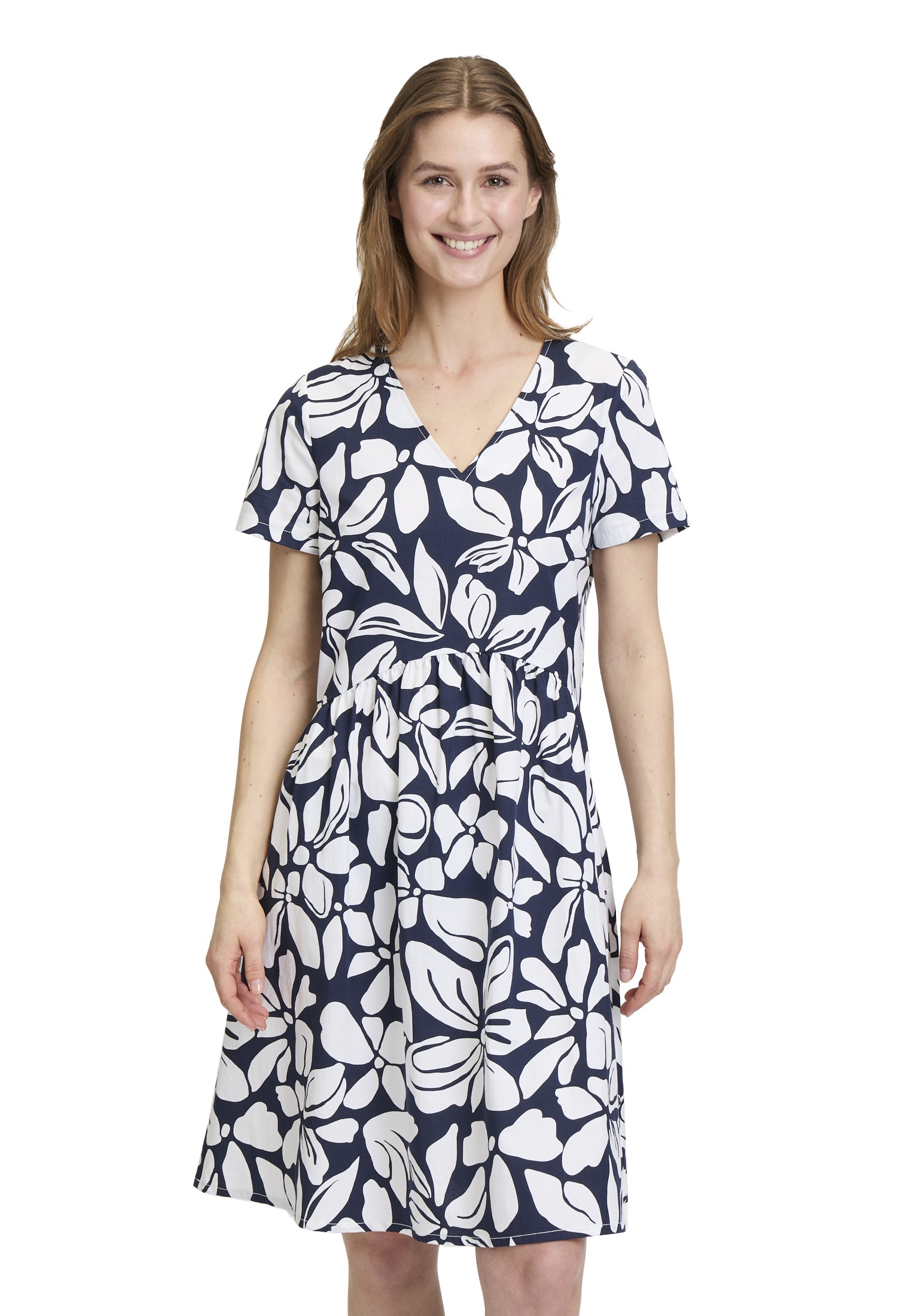 Vera Mont Sommerkleid "Damen Sommerkleid mit V-Ausschnitt" Nahttasche Desig günstig online kaufen