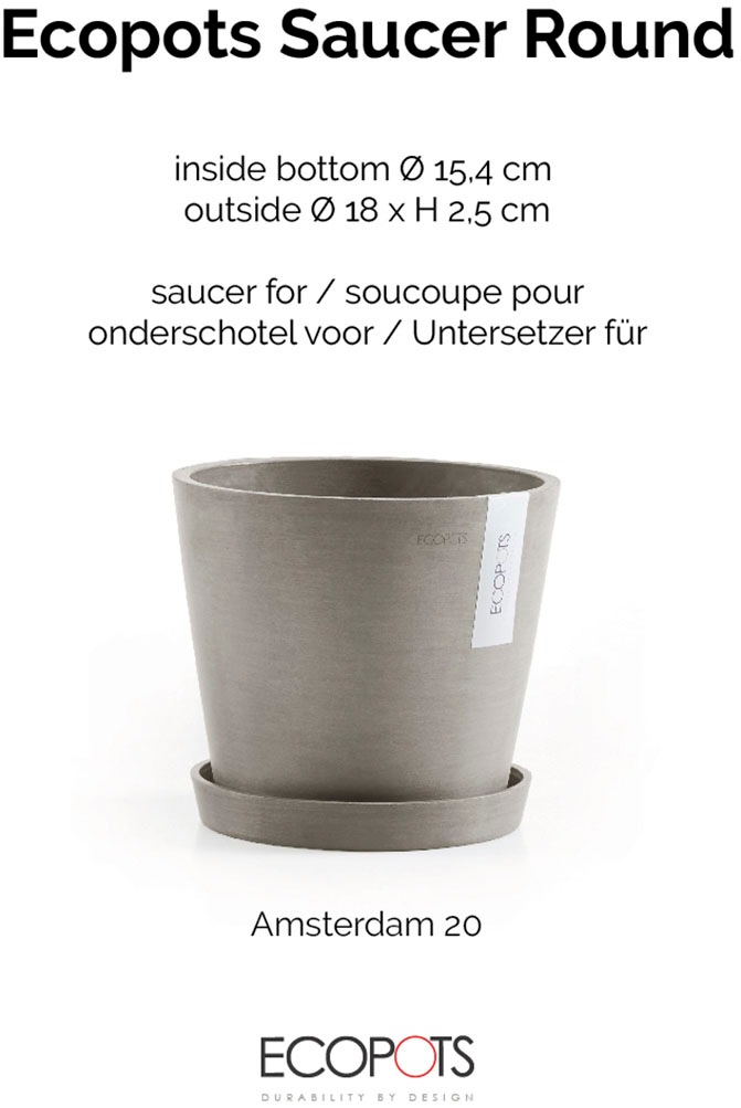 ECOPOTS Blumentopfuntersetzer »ROUND SAUCER Taupe« BxTxH: 18x18x2,5 cm