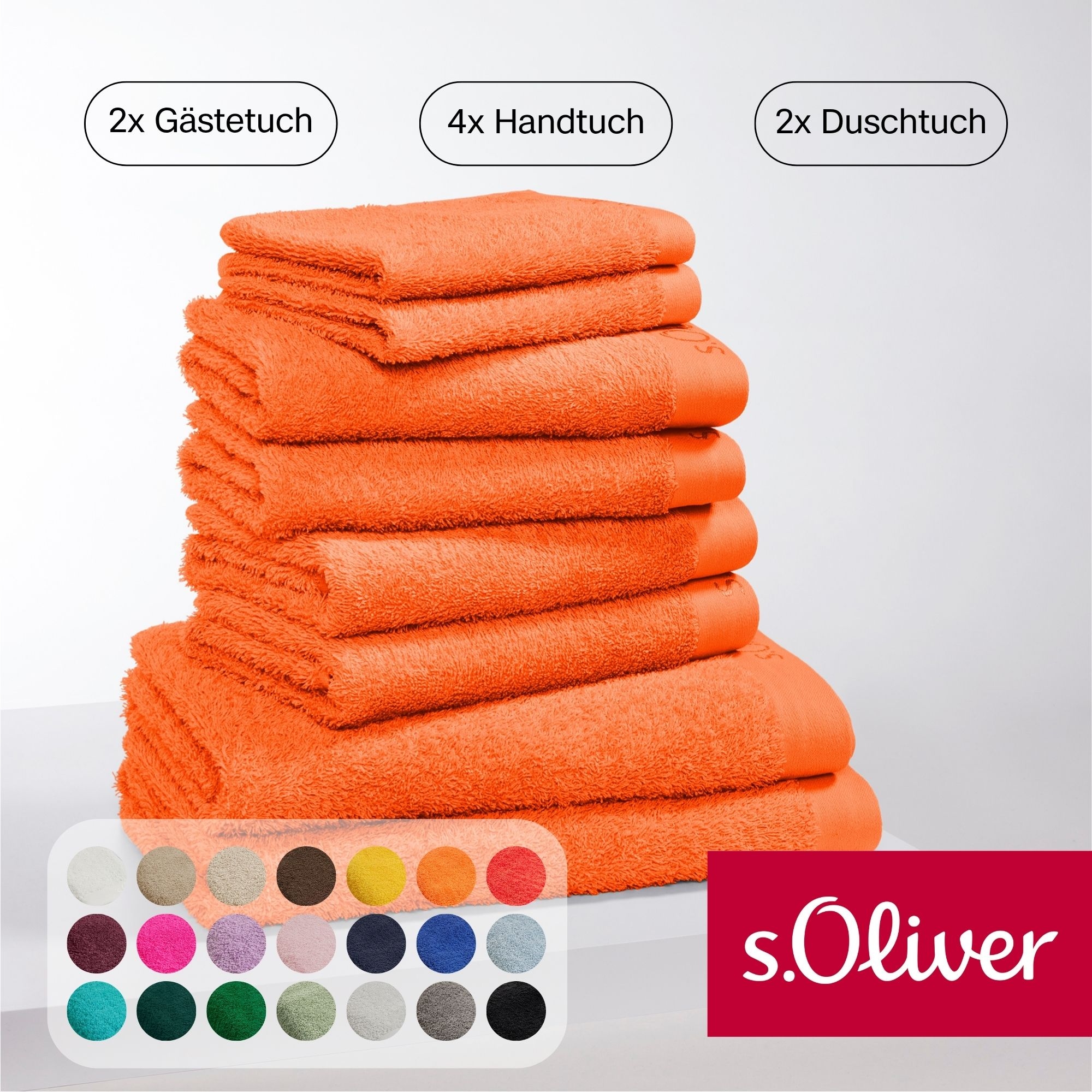 s.Oliver "s.Oliver, Premium Qualität, 600 gr/m²" Set 8 Stk. Walkfrottier 2 Gästetücher 30x50, 4 Handtücher 50x100, 2 Duschtücher 70x140