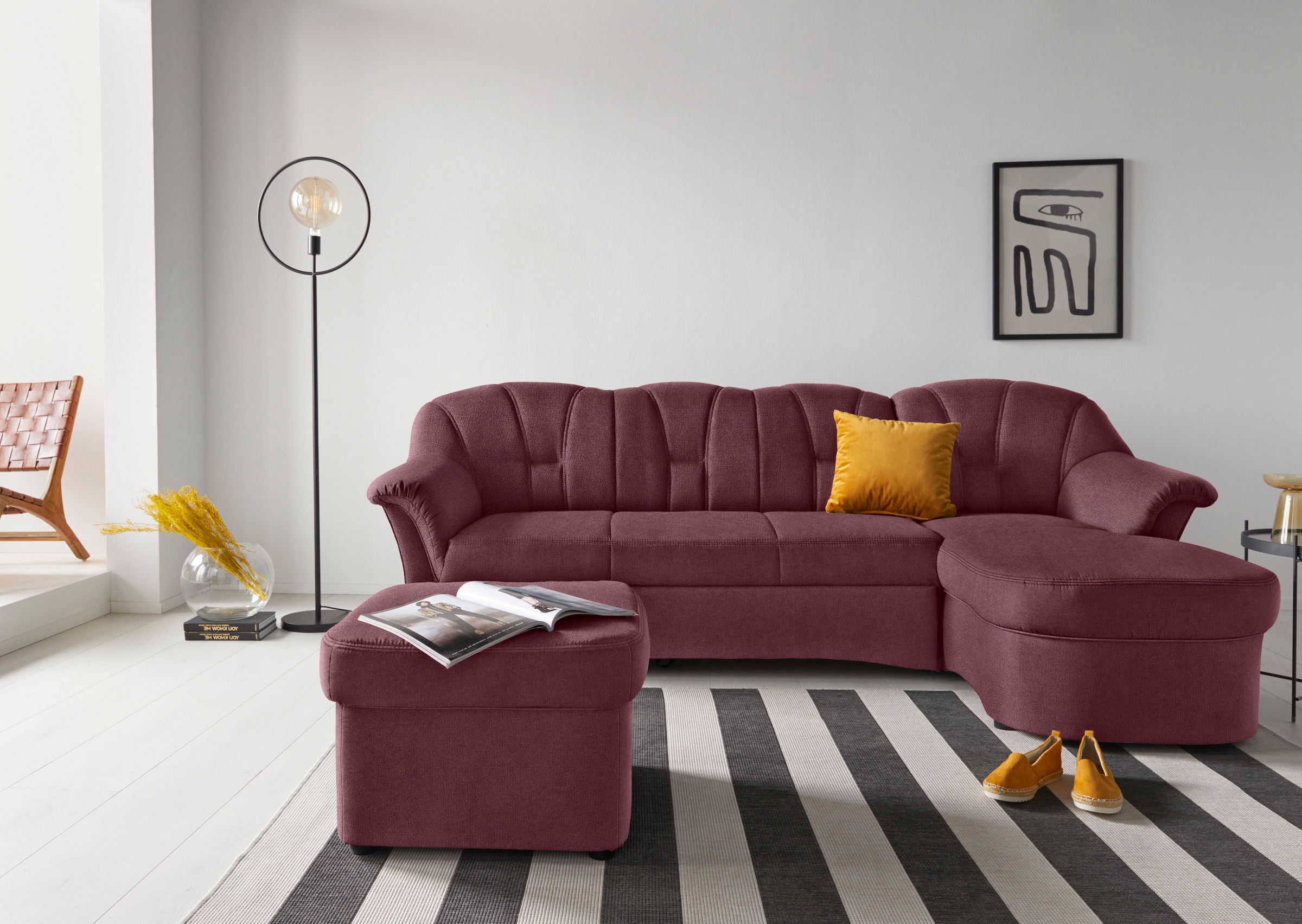 DOMO collection Ecksofa Papenburg L-Form, in großer Farbvielfalt, wahlweise mit Bettfunktion