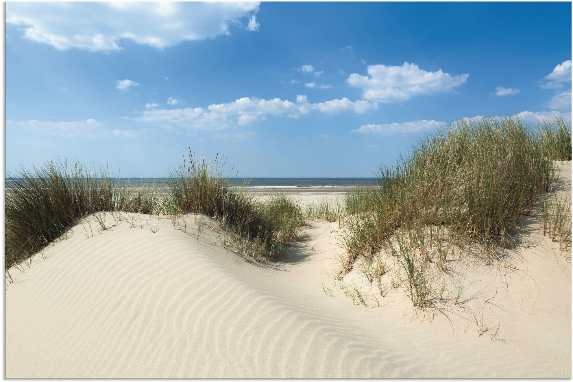 Artland Alu-Dibond-Druck "Düne mit Meeresblick" Strand 1 Stk. tlg. für Innen- und Außenbereich geeignet, Outdoorbild