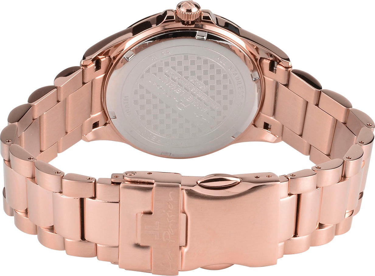 Jacques Lemans Quarzuhr »La Passion«, Armbanduhr, Damenuhr, Edelstahlarmband, analog, Datum, Leuchtindex