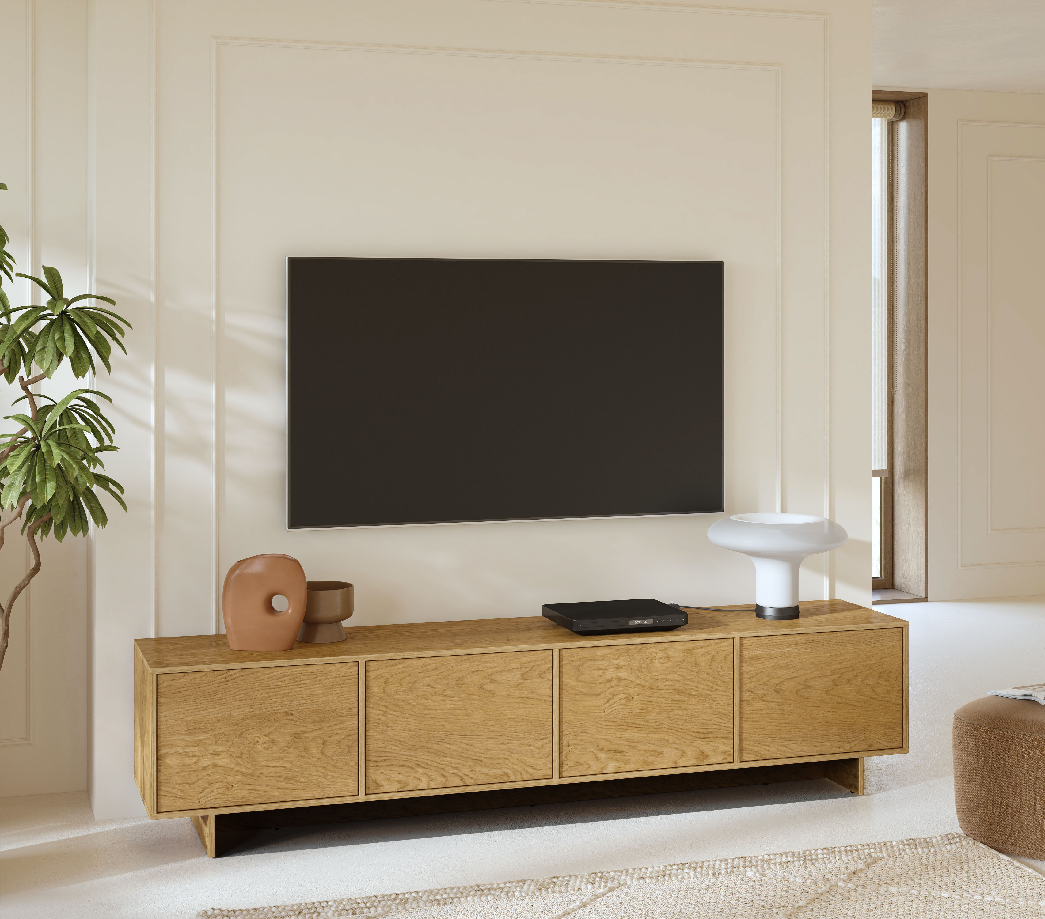 OTTO home Lowboard "Tatami, Modernes griffloses TV-Board, Breit 220,50cm, TV-Schrank" TV-Schrank, TV-Board mit viel Stauraum, push-to-open-Funktion