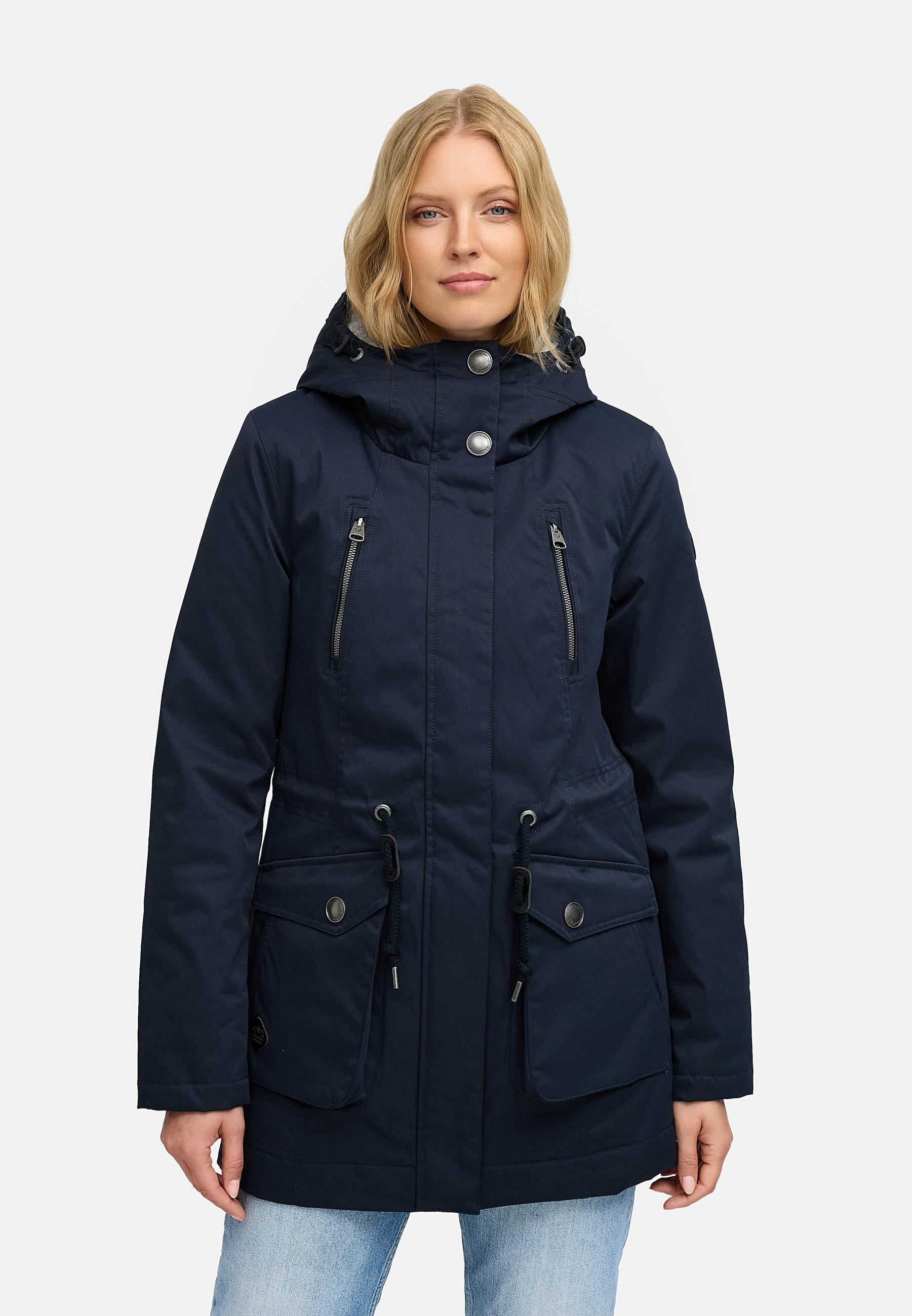 Ragwear Kurzmantel »Ellsa YOUMODO«, Winterparka mit auffälligen Taillenzugkordeln und Kapuze