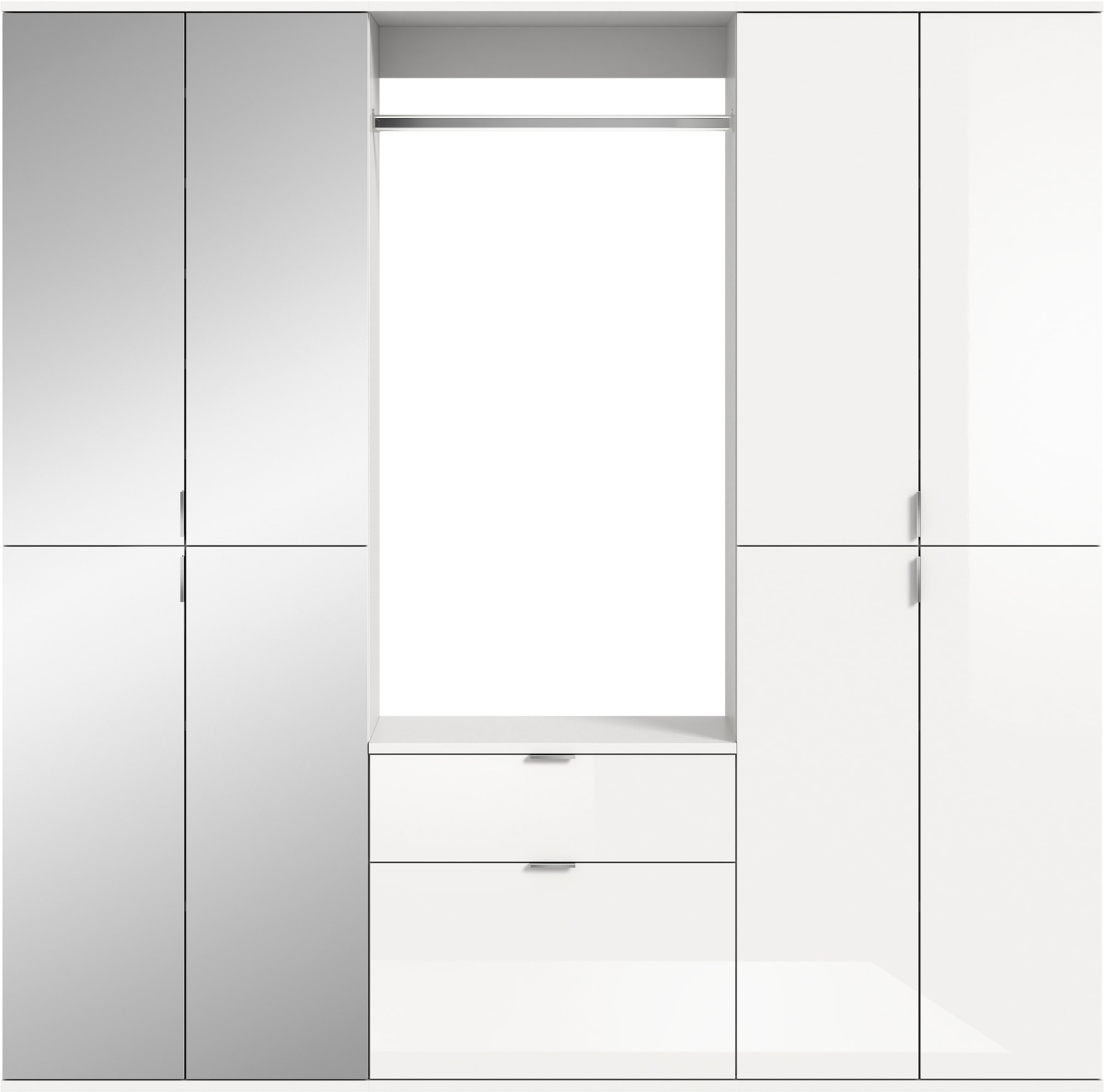 INOSIGN Garderoben-Set »Trondheim, Breite 183 cm, 5-teilig, bestehend aus:«, (Set, 4 St.), 2x Garderobenschrank, 1 Kommode, 1 Garderobenstange, 1 Ablageboden