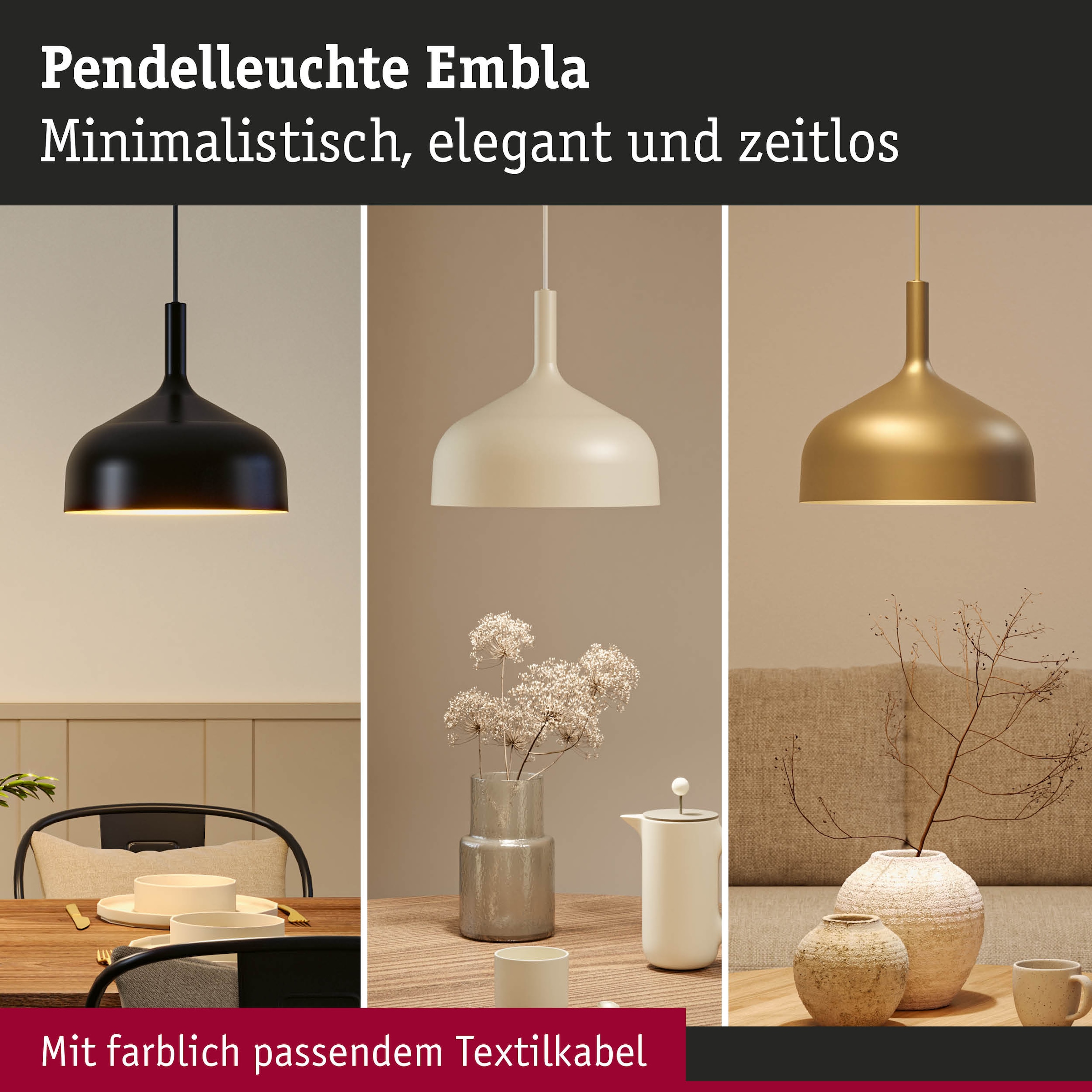 Paulmann Pendelleuchte »Embla II max.1x20W E27 230V« E27 1 Stk. Dimmbar