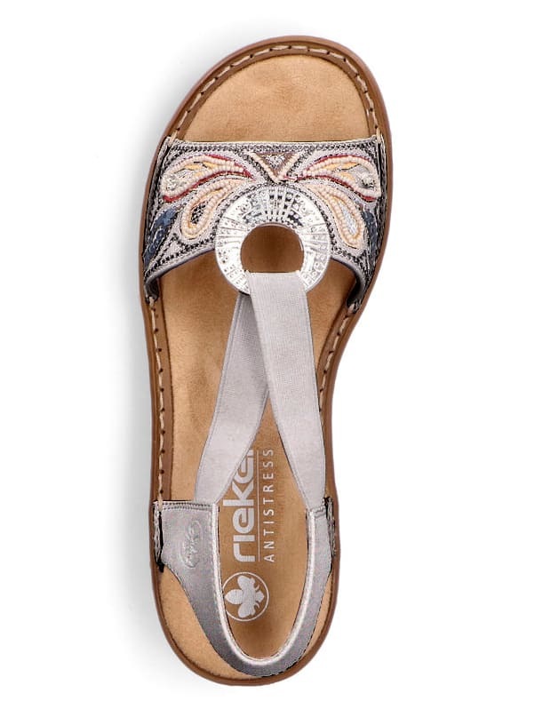 Sandalette RIEKER, Damen, Gr. 41, hellgrau, Lederimitat, Schuhe Sandalette 3