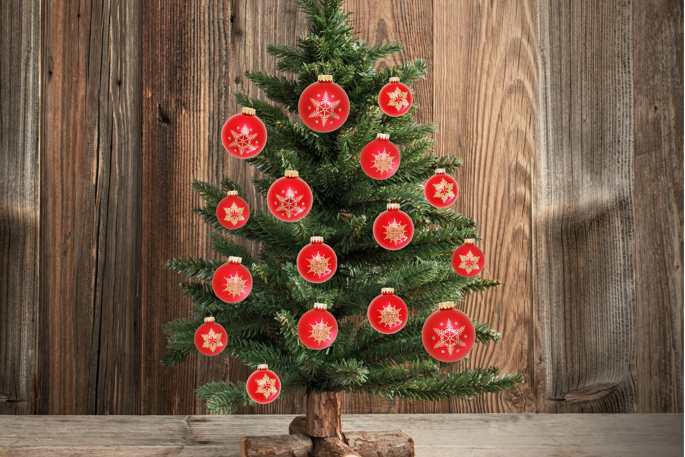 Krebs Glas Lauscha Weihnachtsbaumkugel »Schneeflocke rot«, (Set, 16 St.), Weihnachtsdeko, Christbaumschmuck, Christbaumkugeln aus Glas