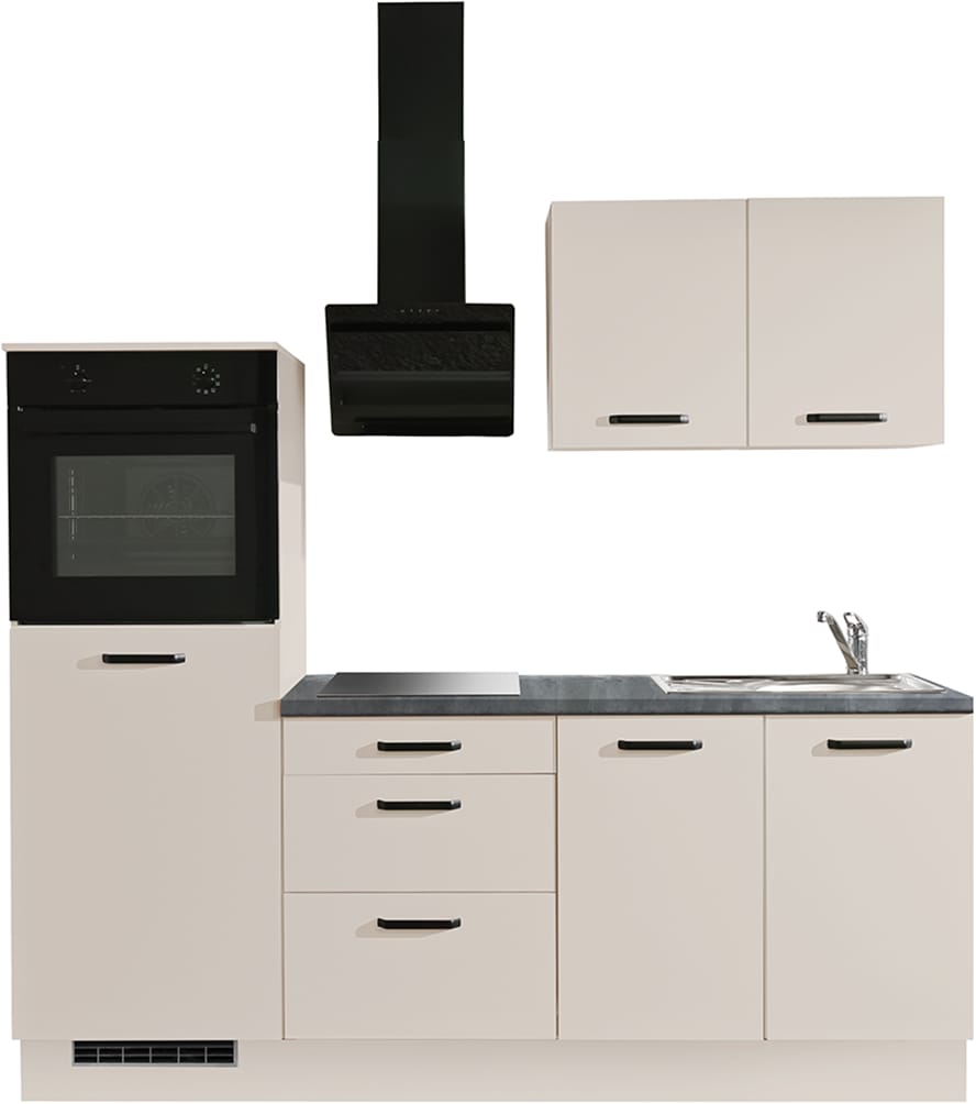 wiho Küchen Küchenzeile "Compact" Breite 210cm, wahlweise mit Geräten (mit Kühlschrank)