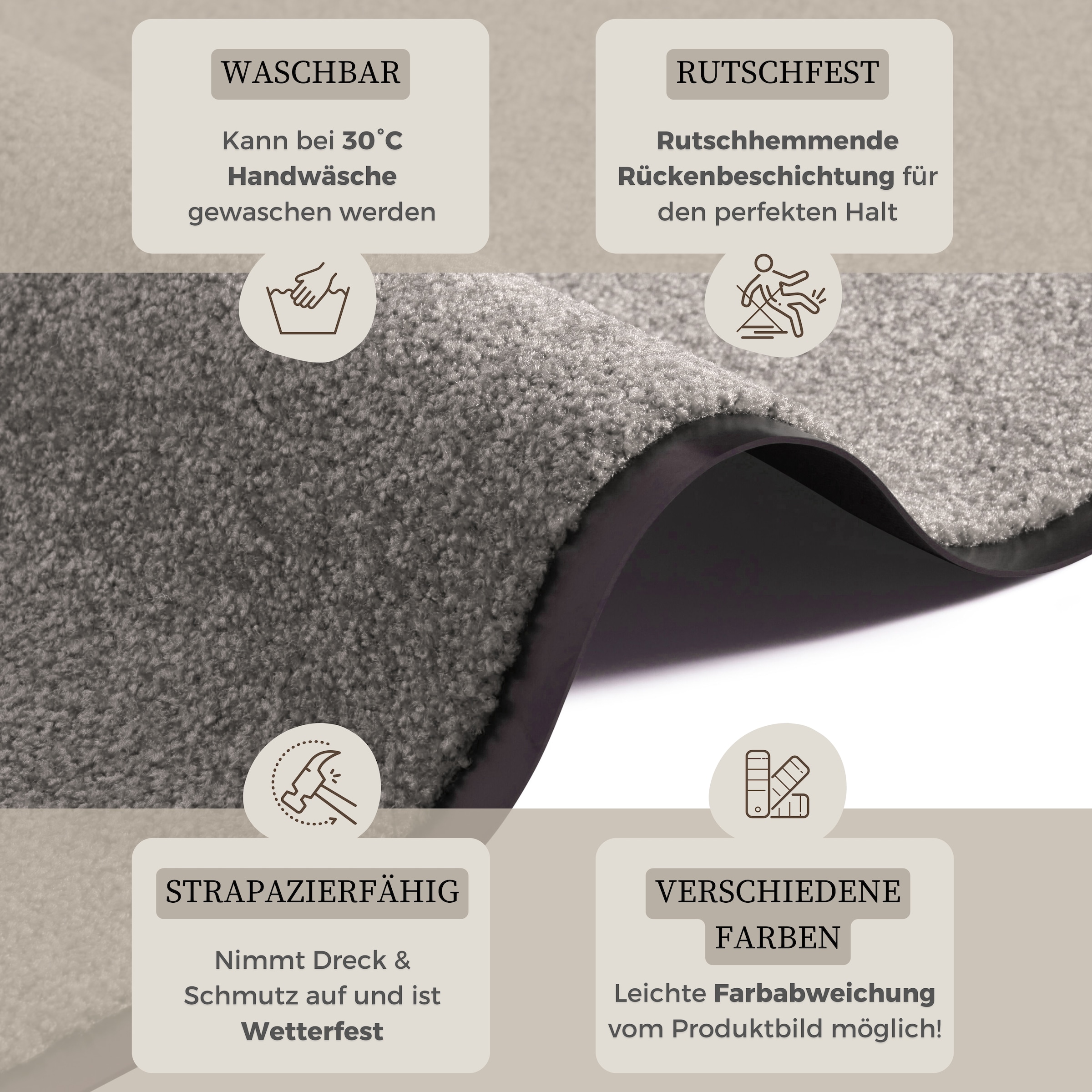 OTTO home Fußmatte »Clean & Walk« rechteckig 7 mm Höhe Schmutzfangmatte, Türmatte, In- und Outdoor, Teppich, Läufer, waschbar