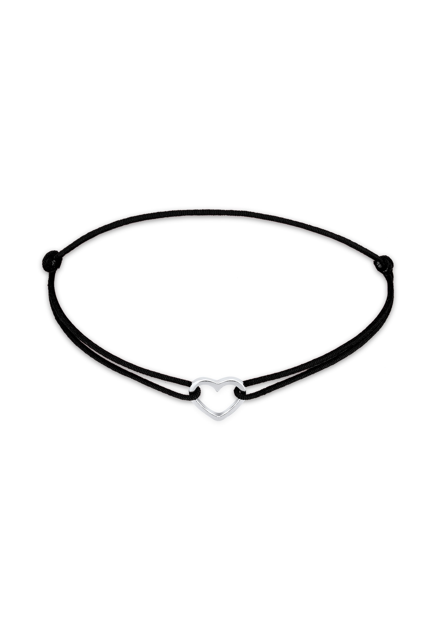 ELLI Damen Armkette "Armband Herz 925 Sterling Silber", Silber 925 (Sterlingsilber), schwarz, Silber 925 (Sterlingsilber), Armbänder