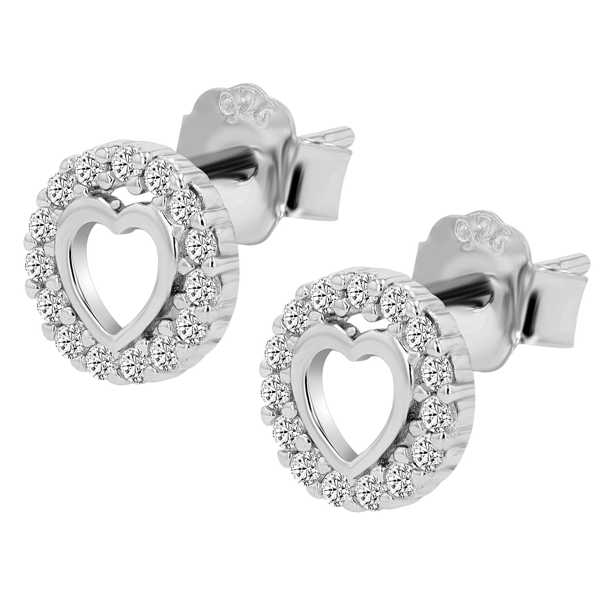 Paar Ohrhänger ADELIA´S "Damen Ohrstecker aus 925 Sterling Silber mit Herz - - Ø 5 mm", silber, Ohrringe, Damen, Damen, Silber 925 (Sterlingsilber)