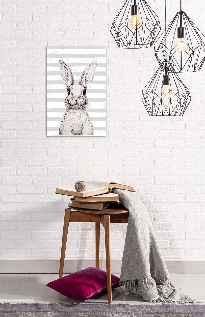 queence Metallbild "Bunny III", Hase, (1 St.), Hase, Blechschild, Stahlschi günstig online kaufen