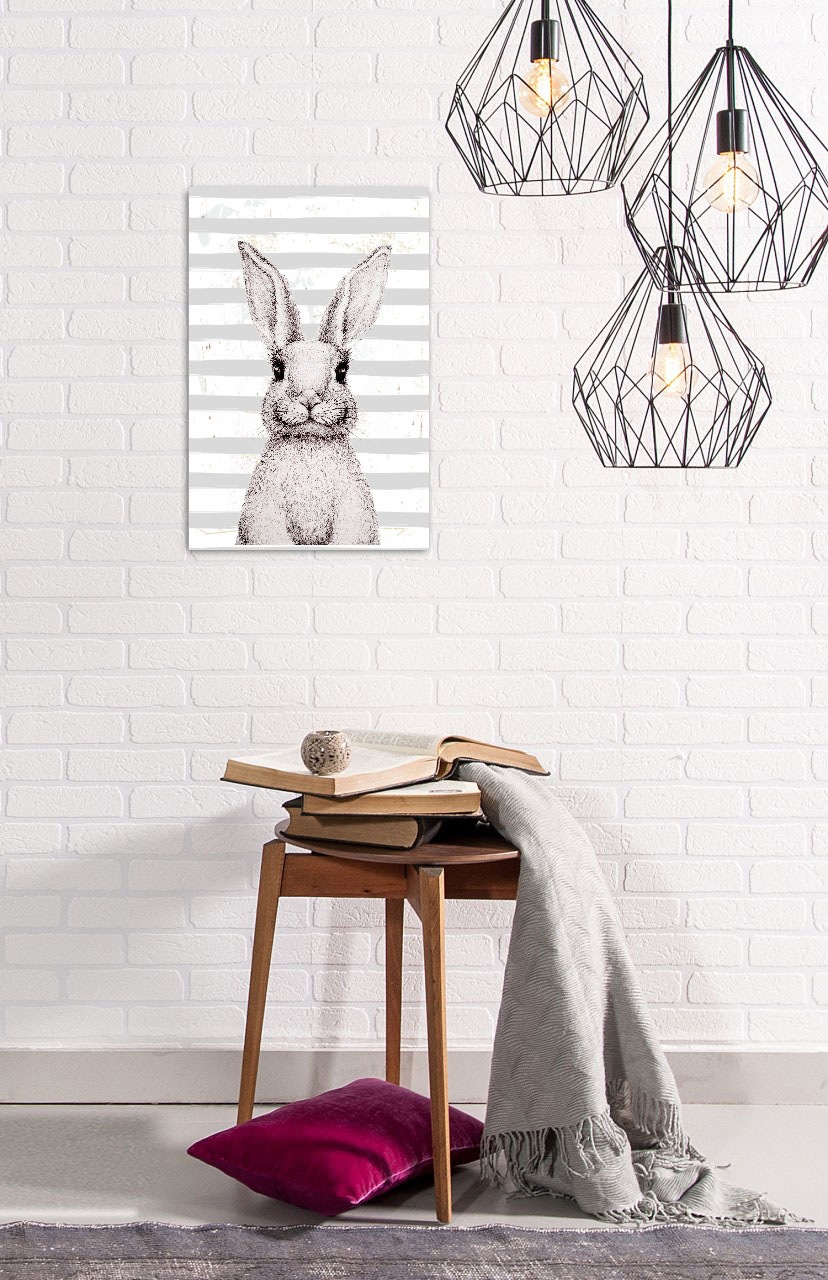 queence Metallbild "Bunny III", Tiere-Hase-Hasen, (1 St.), Stahlschild, Ble günstig online kaufen