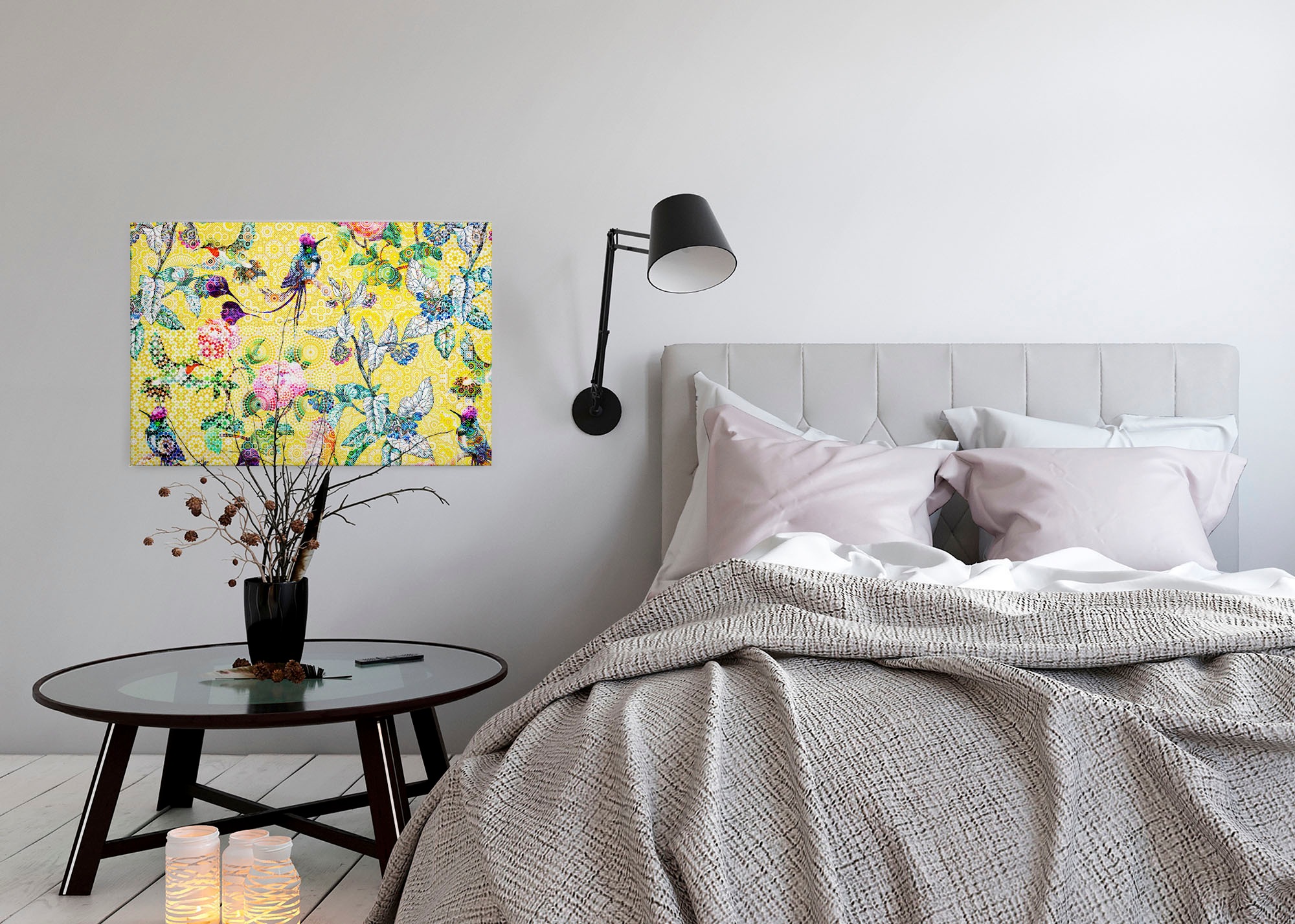 A.S. Création Leinwandbild »exotic mosaic«, Kunst-Vögel-Kinder, (1 St.), Mosaik Keilrahmen Floral Blumen Vögel Leinwand-Bild Wohnzimmer modern