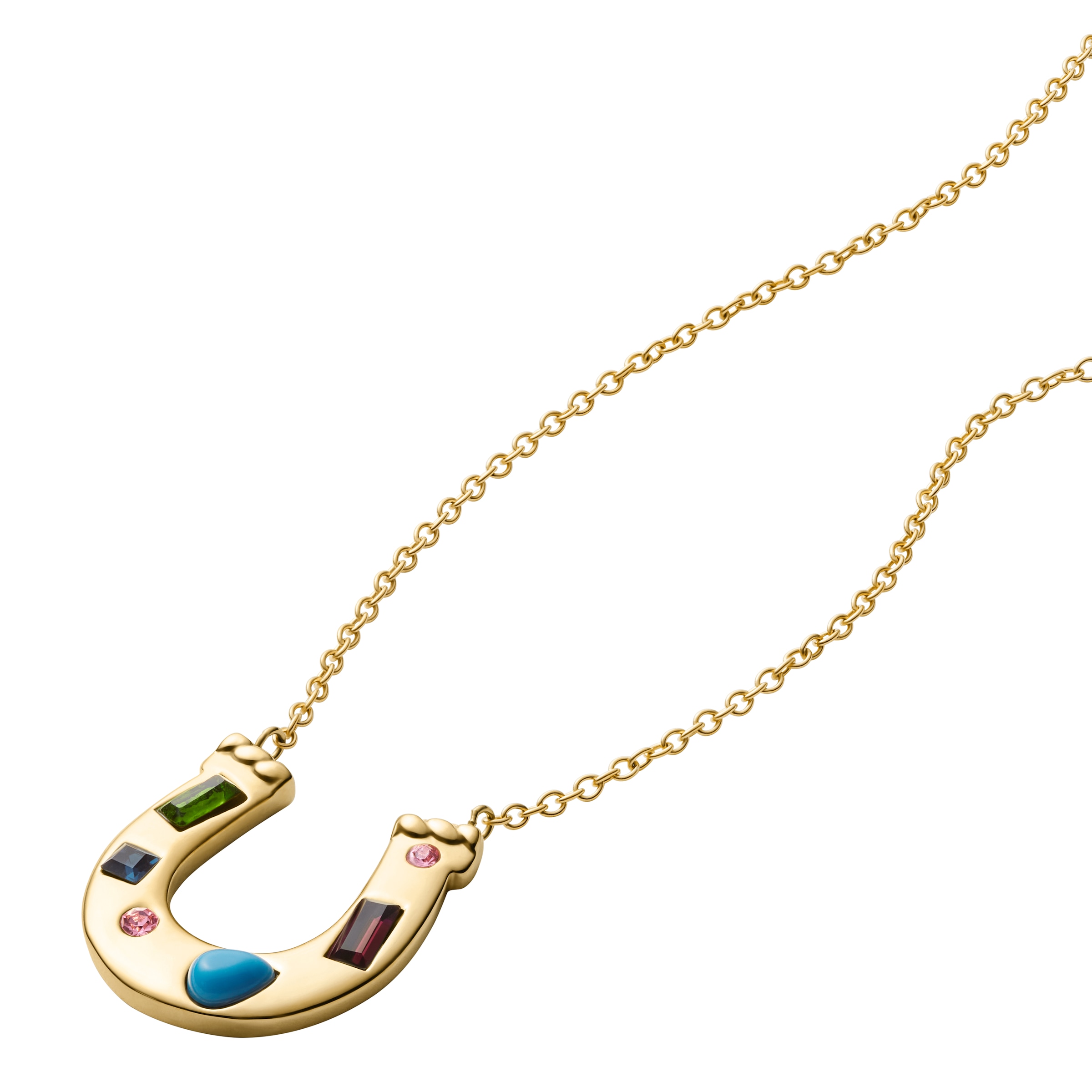 Fossil Kette mit Anhänger »Schmuck Geschenk Edelstahl JEWELRY«, mit Glasstein