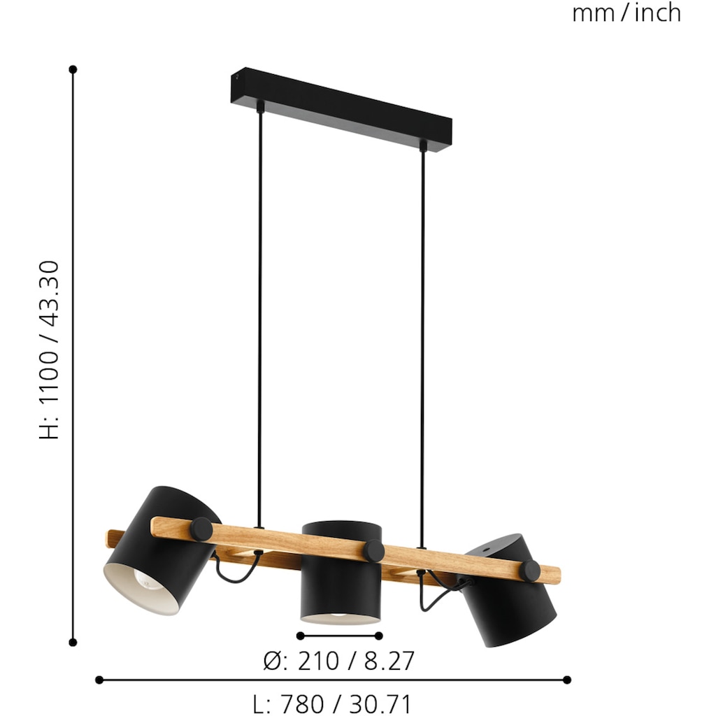 EGLO Pendelleuchte »HORNWOOD«, 3 flammig-flammig