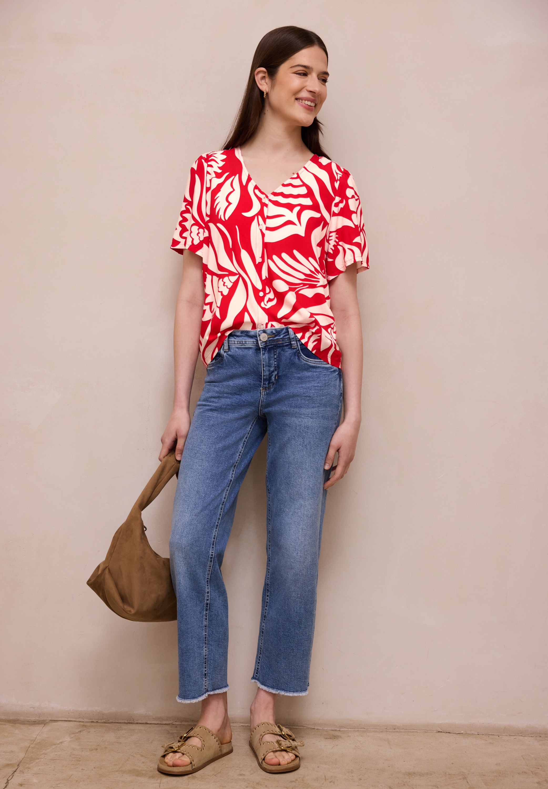 STREET ONE STUDIO Kurzarmbluse aus softer Viskose