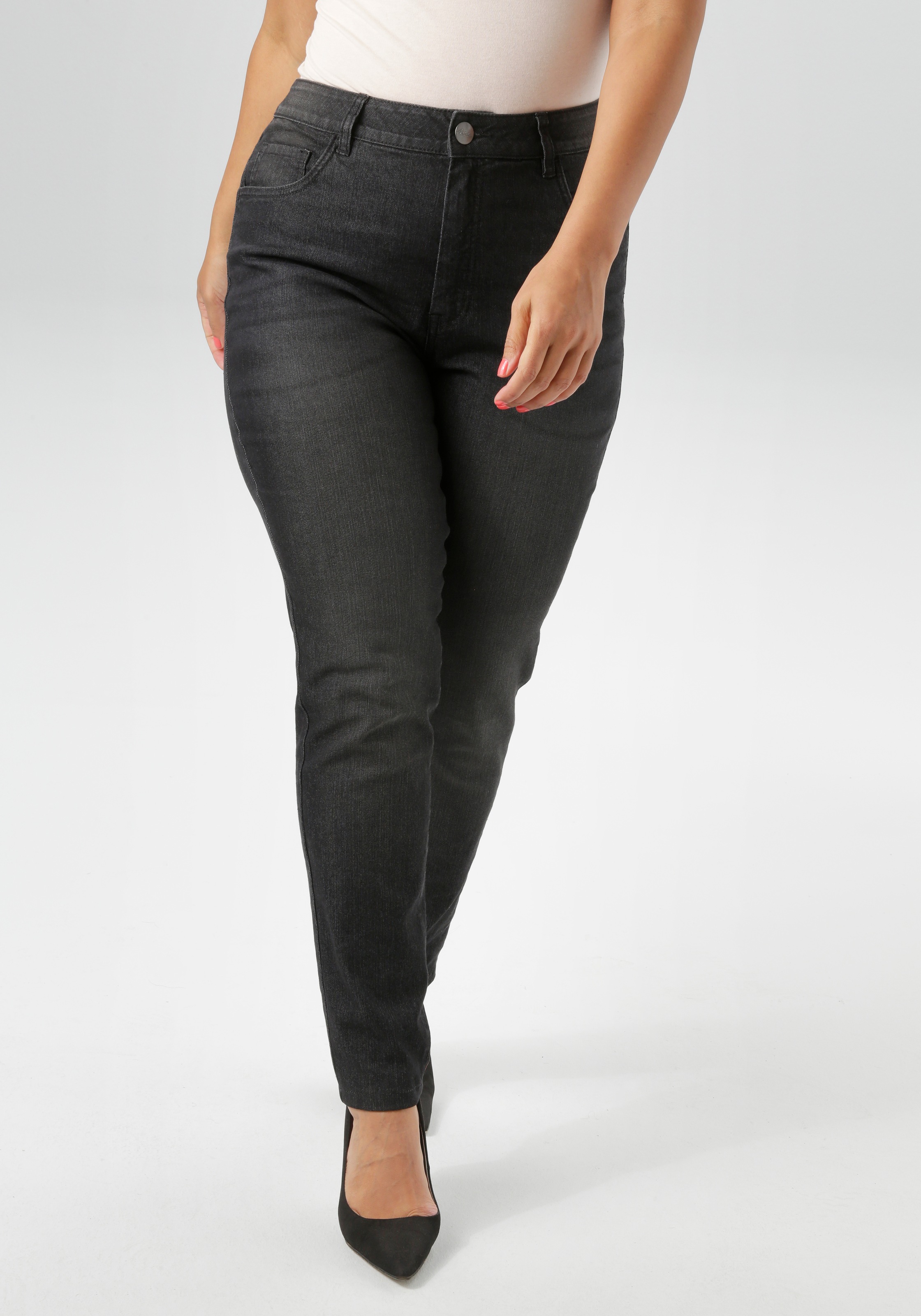 Aniston PLUS Skinny-fit-Jeans, regular waist - in dezenter Used-Waschung - günstig online kaufen