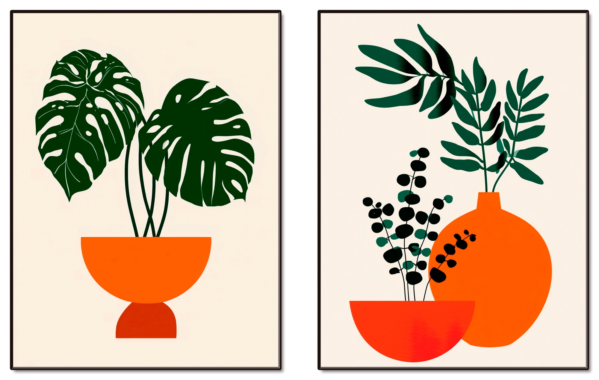 OTTO home Wandbild "Topfpflanze & Vase" Pflanzenbilder 2 Stk. tlg. als Poster oder Leinwandbilder Set