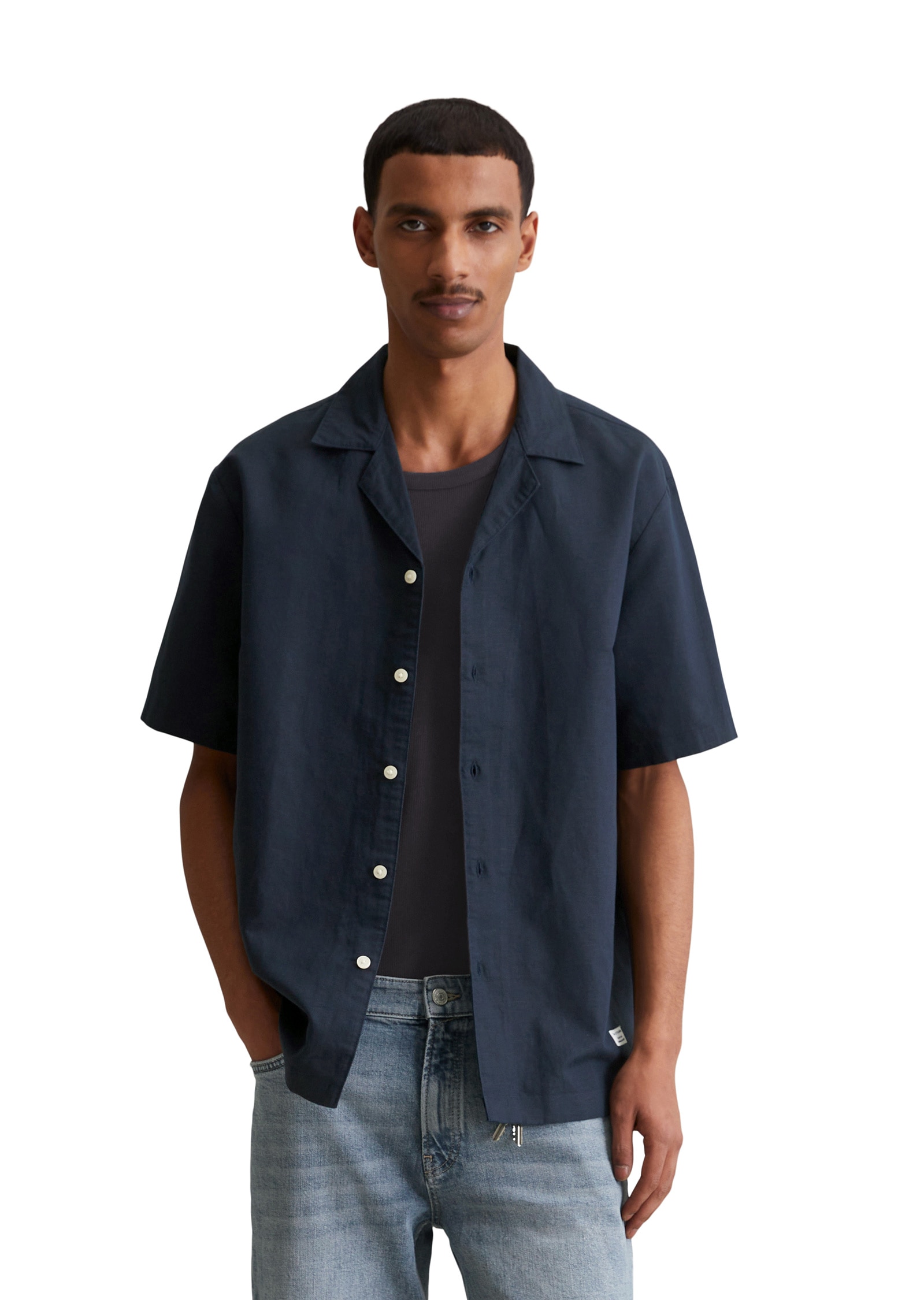 Marc OPolo DENIM Kurzarmhemd "aus Leinen-Bio-Baumwoll-Mix" günstig online kaufen