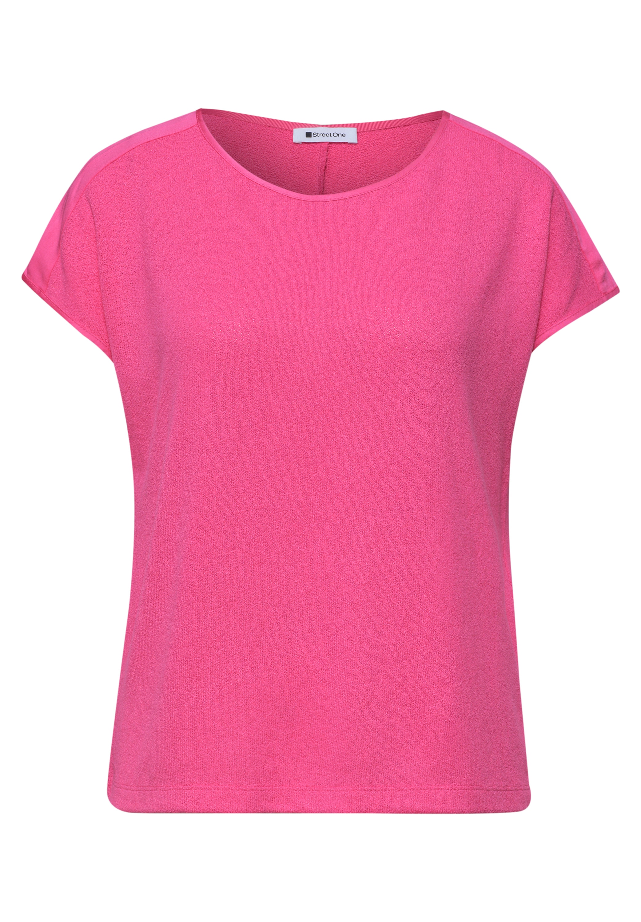 STREET ONE Shirttop unifarben, Sommershirt, in Strick-Optik