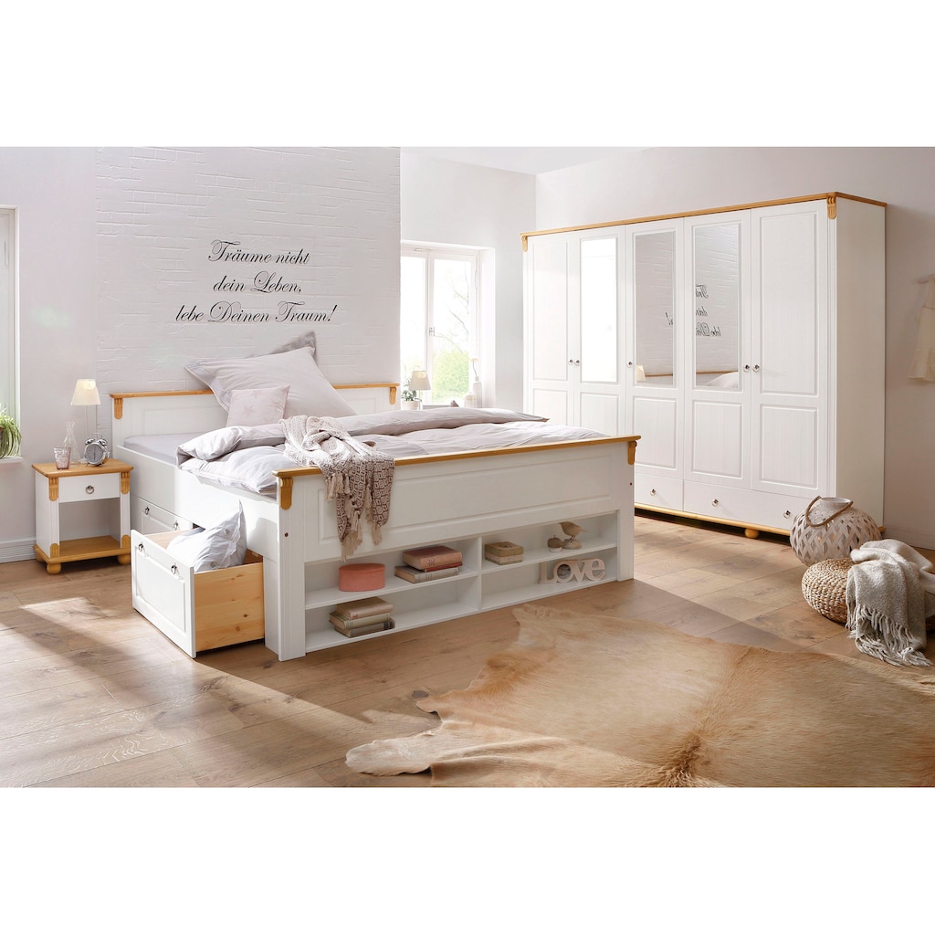 Home affaire Schlafzimmer-Set »Tessin«, (Spar-Set), 3 tlg. Set bestehend aus Bett 140 cm Inkl. 2x 2er Set Schubkästen